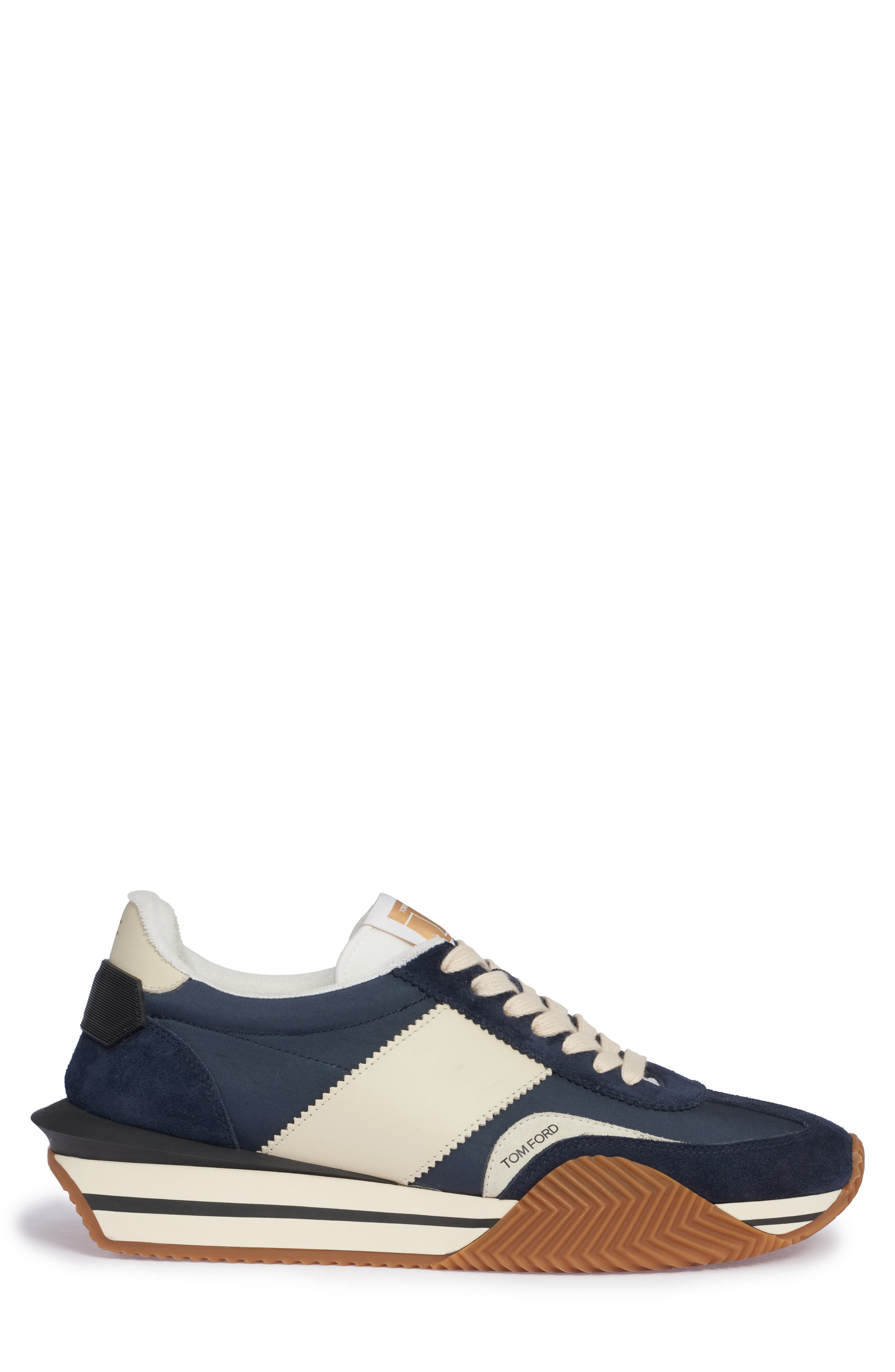 TOM FORD James Mixed Media Low Top Sneaker in Midnight Blue/Beige/Cream at Nordstrom - 3