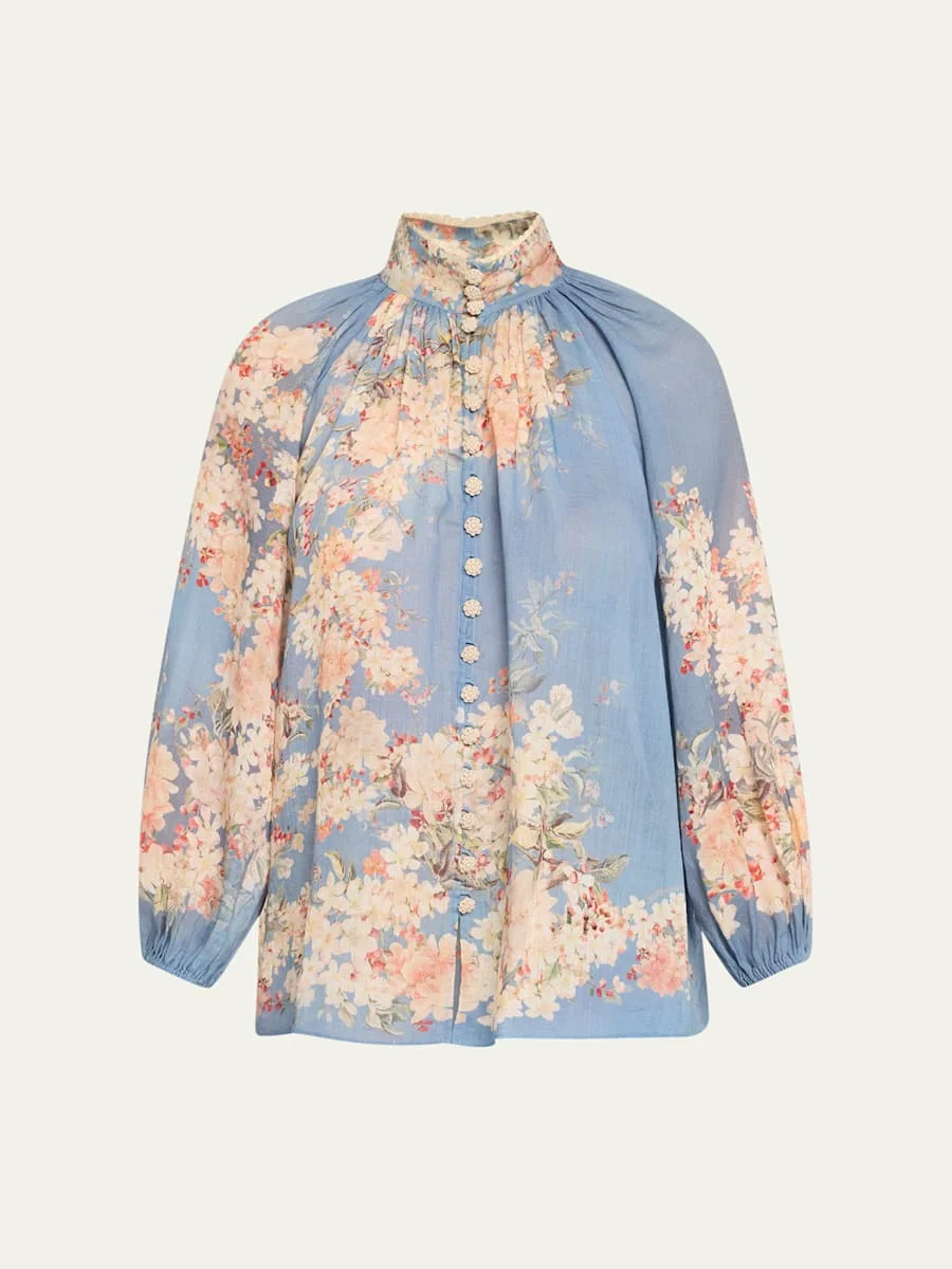Cascadian Floral Billow Blouse - 1