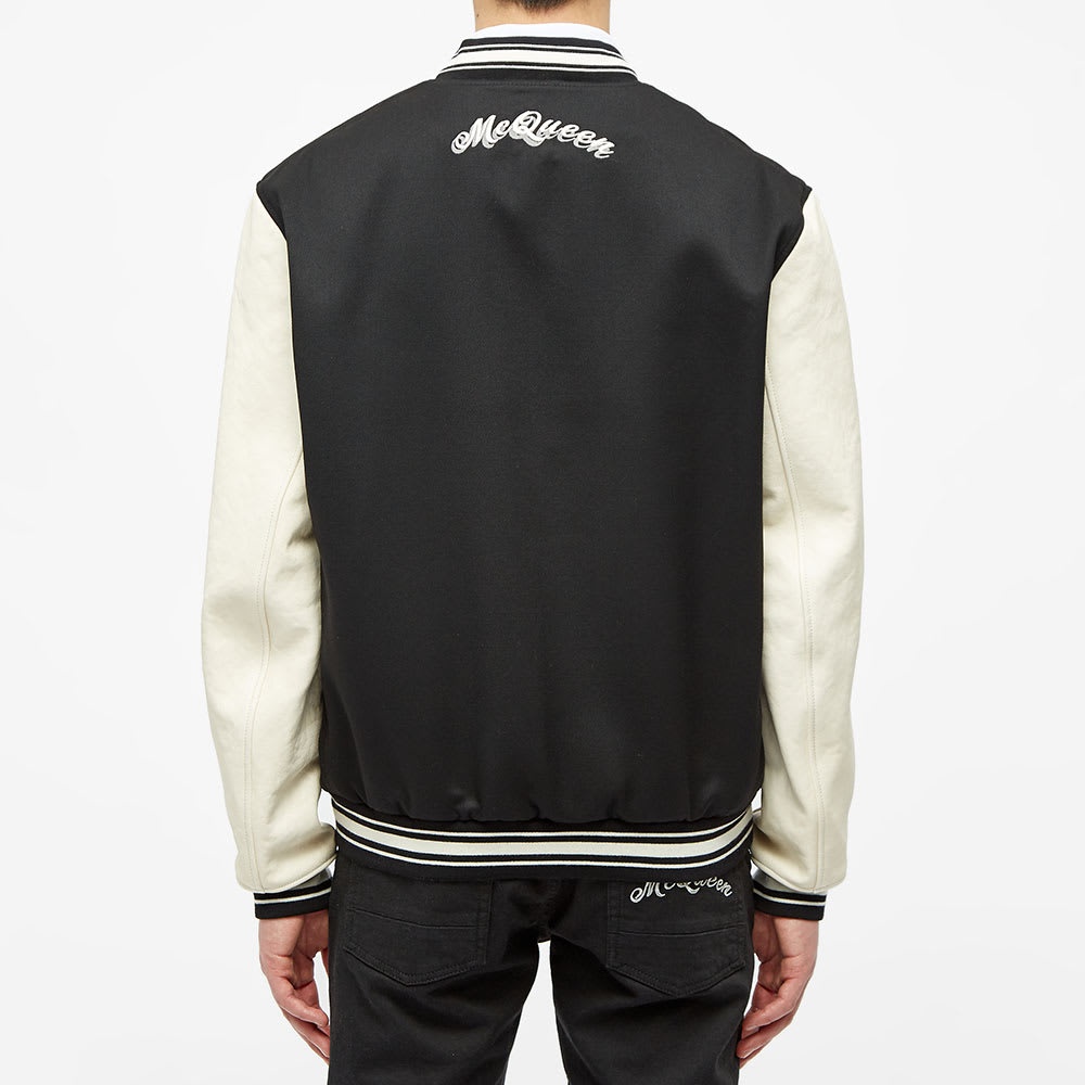 Alexander McQueen Leather Arm Varsity Jacket - 5