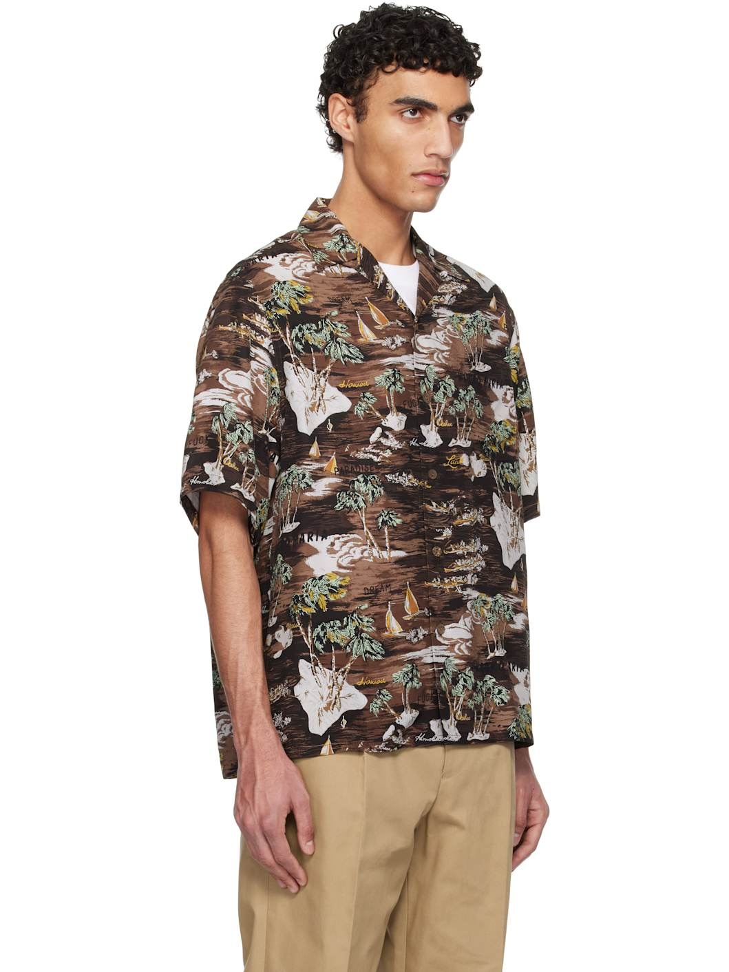 Brown Rayon Poplin Shirt - 2