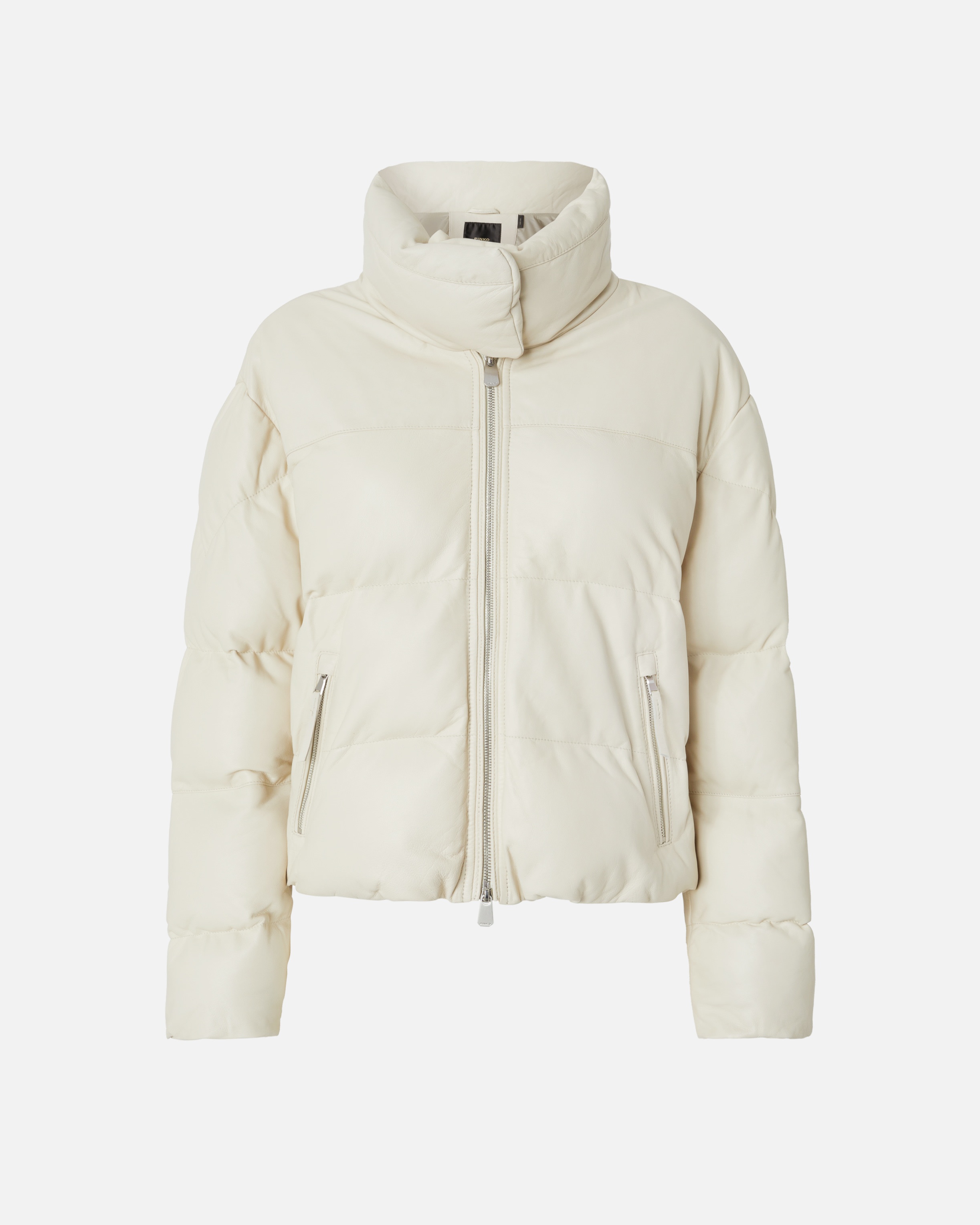 SHORT PADDED LEATHER HIGH-NECK JACKET - 1