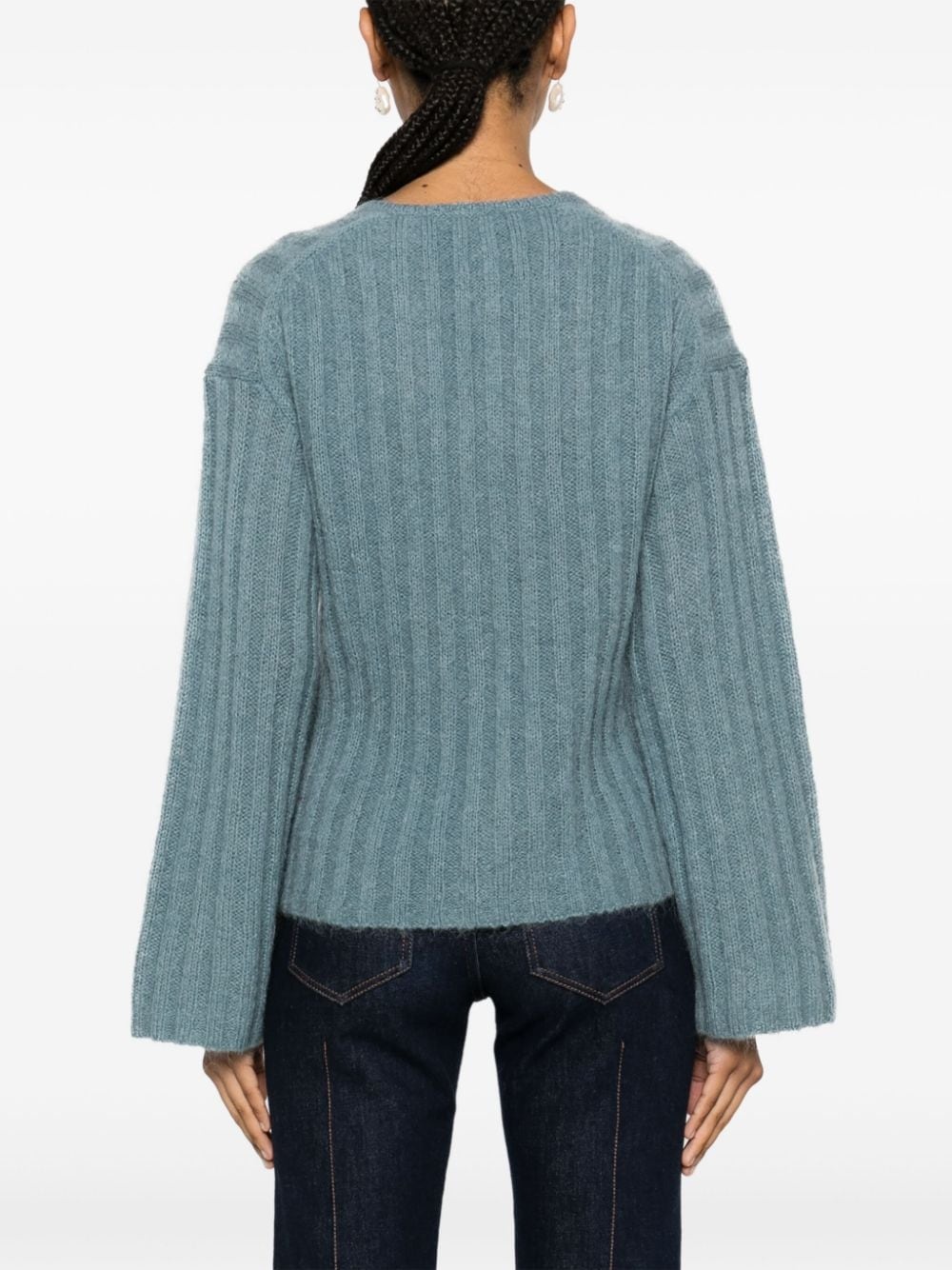 v-neck chunky-ribbed jumper - 4