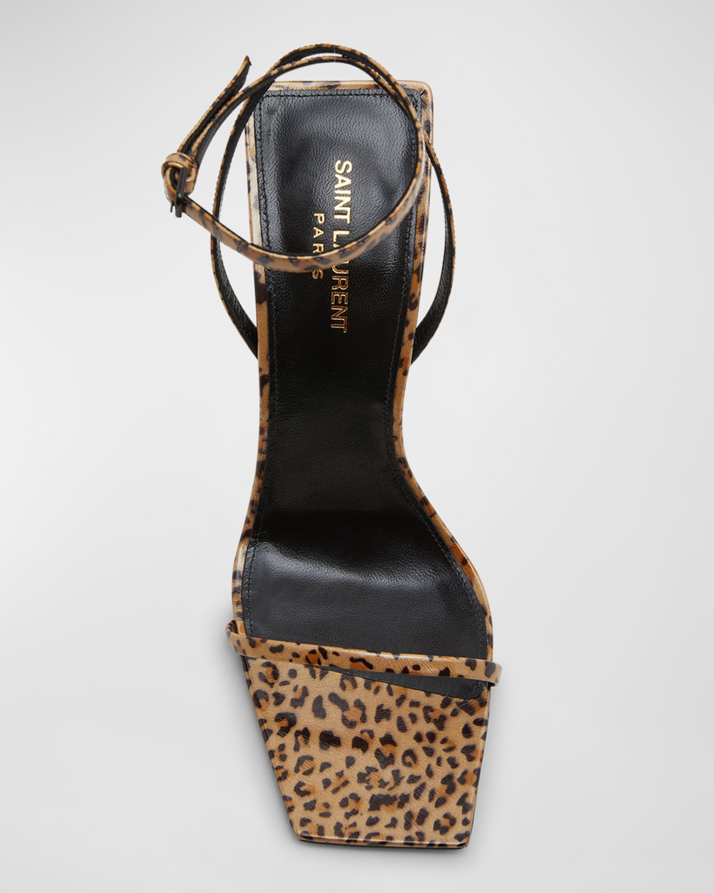 SAINT LAURENT Pam Leopard-Print Leather Sandals REVERSIBLE