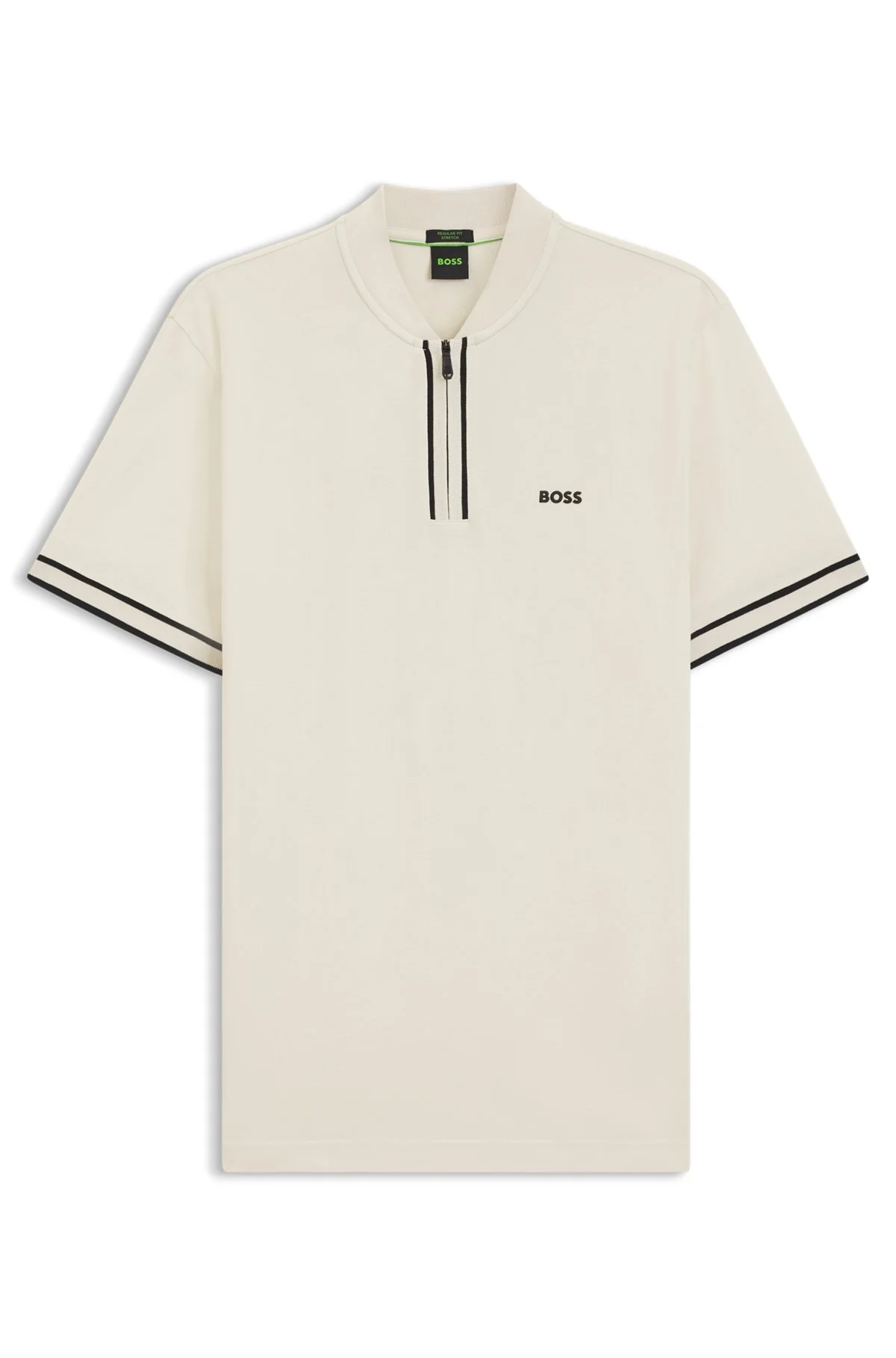 ZIP-NECK POLO SHIRT IN STRETCH-COTTON PIQUÉ - 1