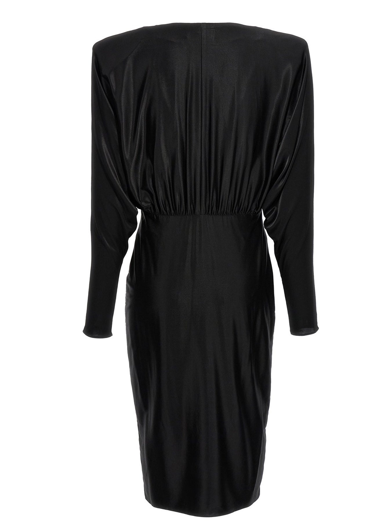 V-Neck Jersey Dress Dresses Black - 2