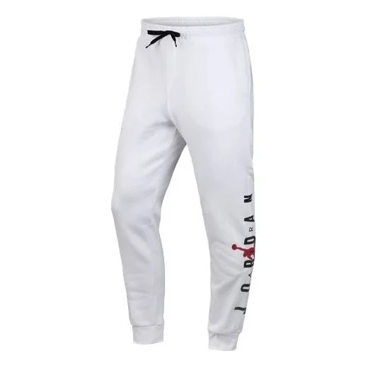 Men's Air Jordan Logo Printing Stay Warm Fleece Lined Bundle Feet Sports Pants/Trousers/Joggers Whit - 1