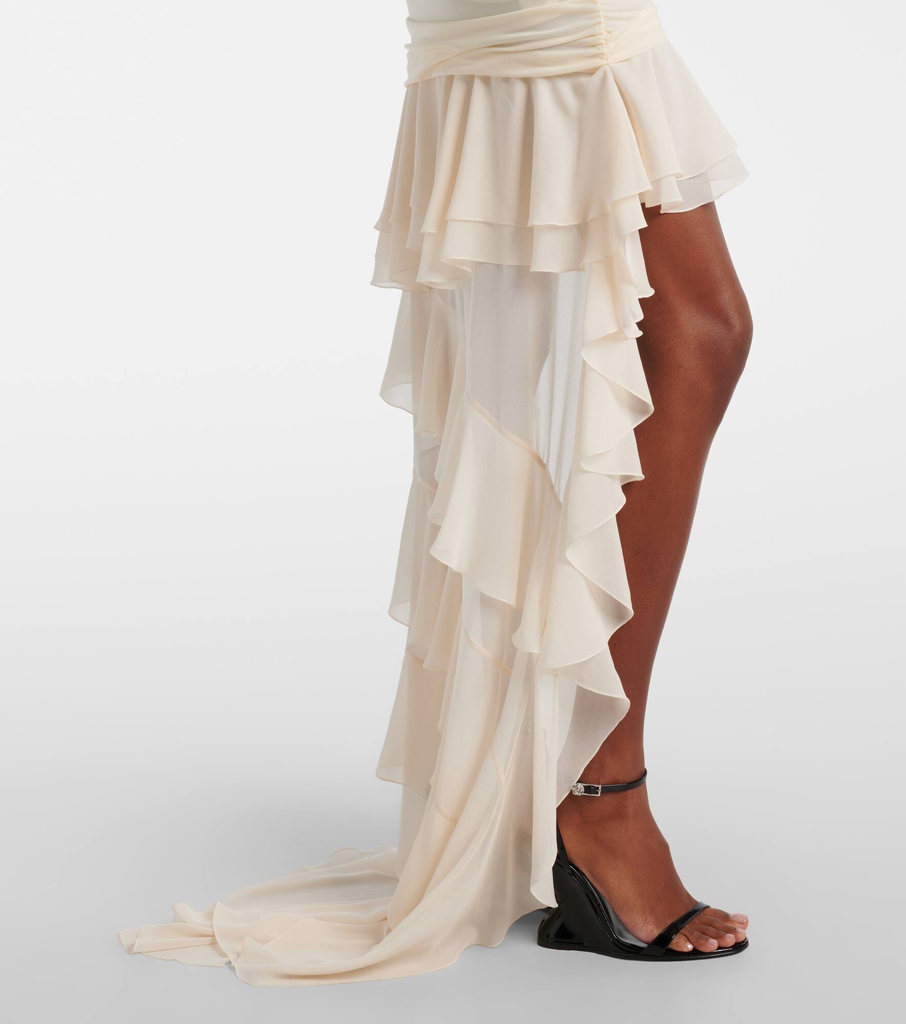 Ruffled jersey and georgette minidress - 5