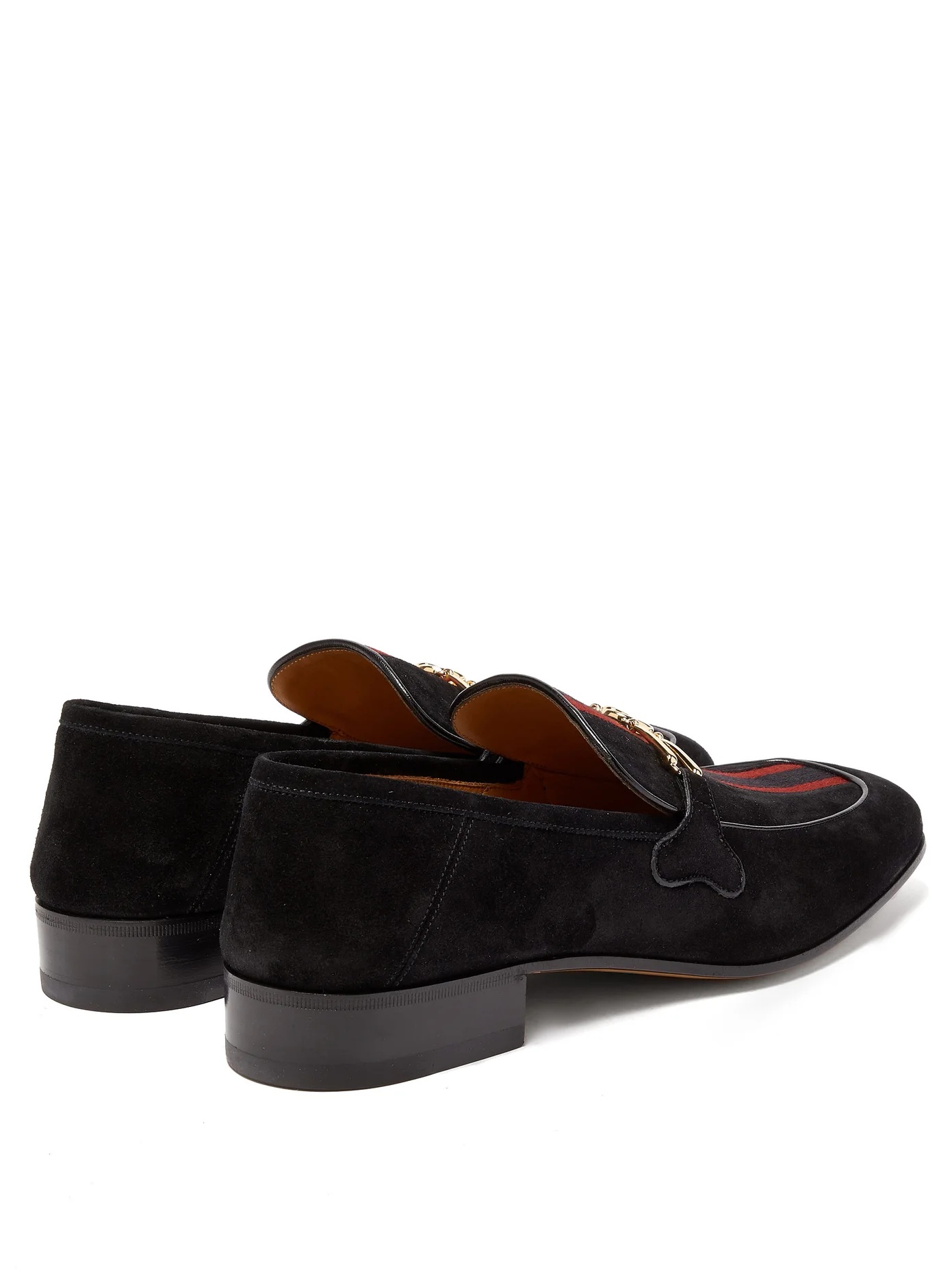 Phyllis Web-stripe suede loafers - 4