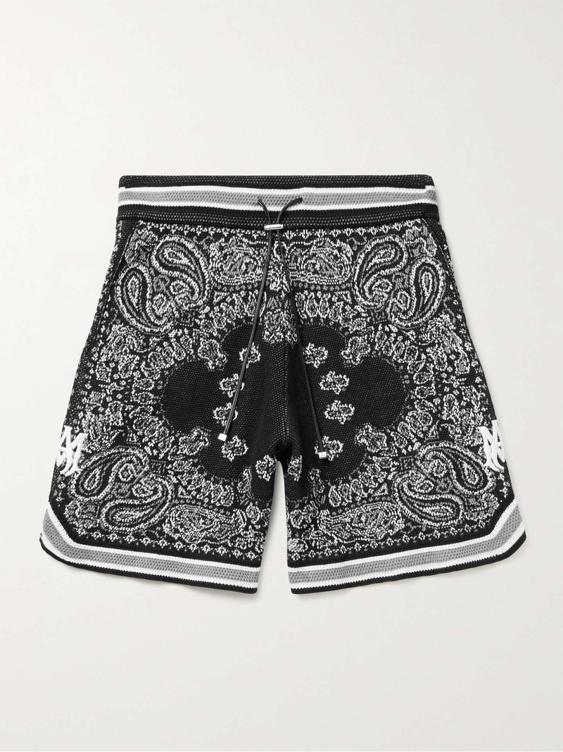 Bandana-Jacquard Cotton and Cashmere-Blend Drawstring Shorts - 1