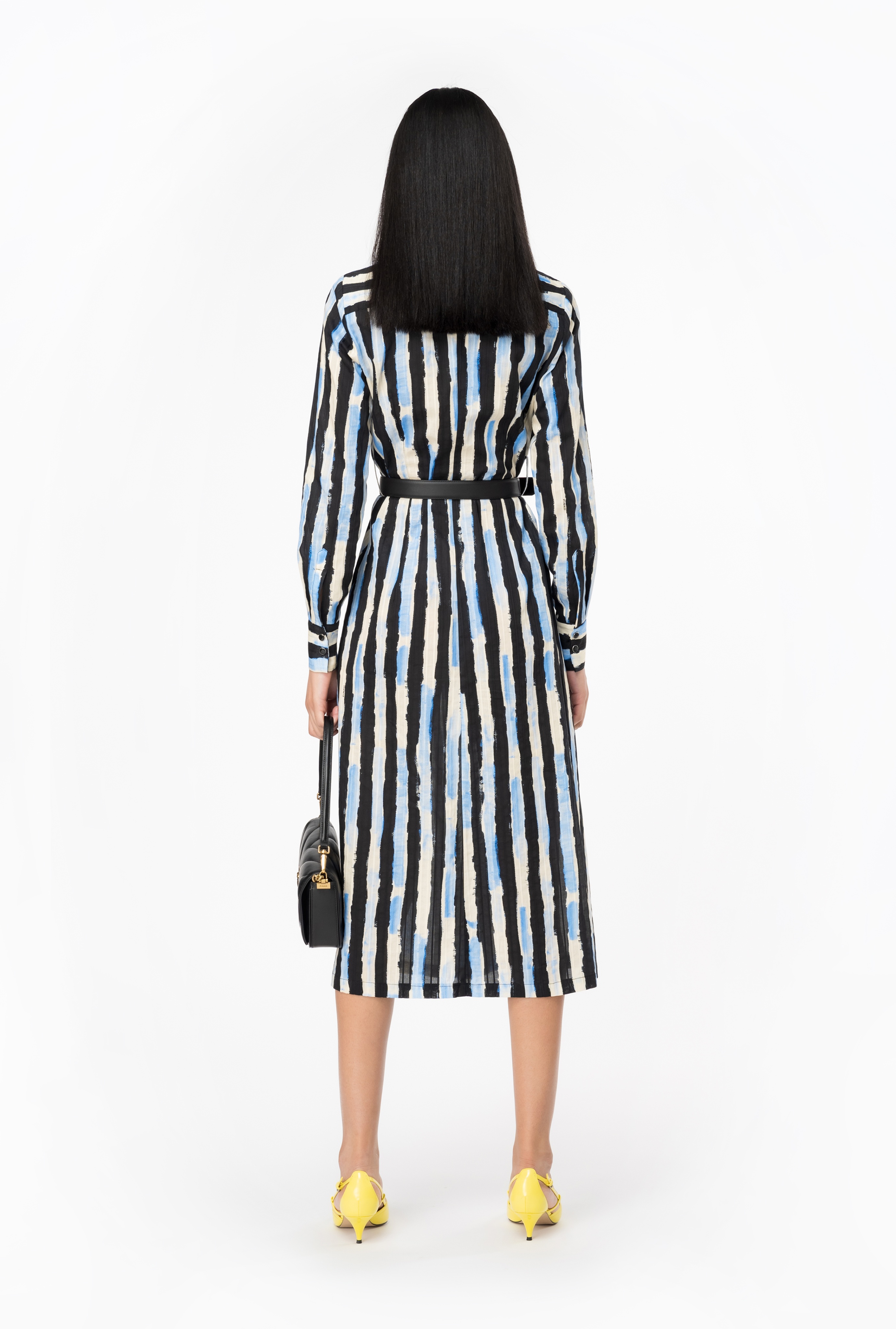 SHIRT DRESS WITH PAINT-STRIPE PRINT - 4