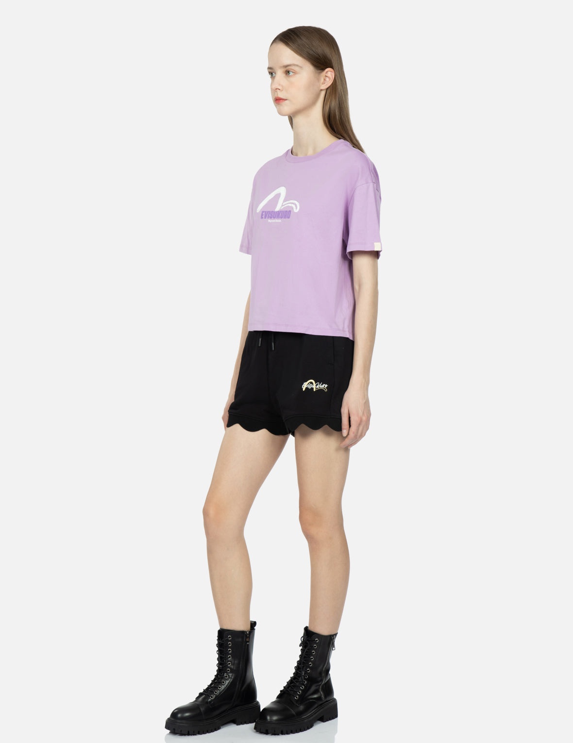 Logo and Seagull Embroidered Scallop Hem Sweatshorts - 3