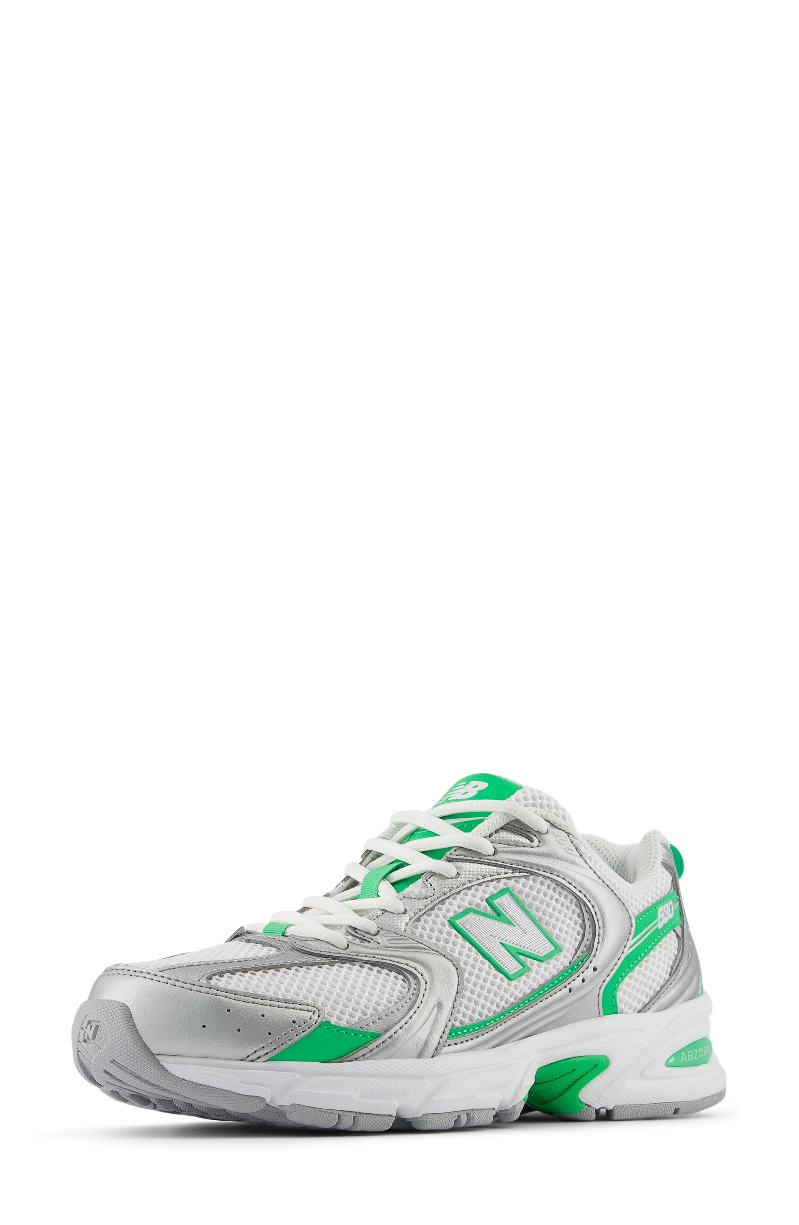 New Balance Gender Inclusive 530 Sneaker in Silver Metallic/Green Apple at Nordstrom - 6