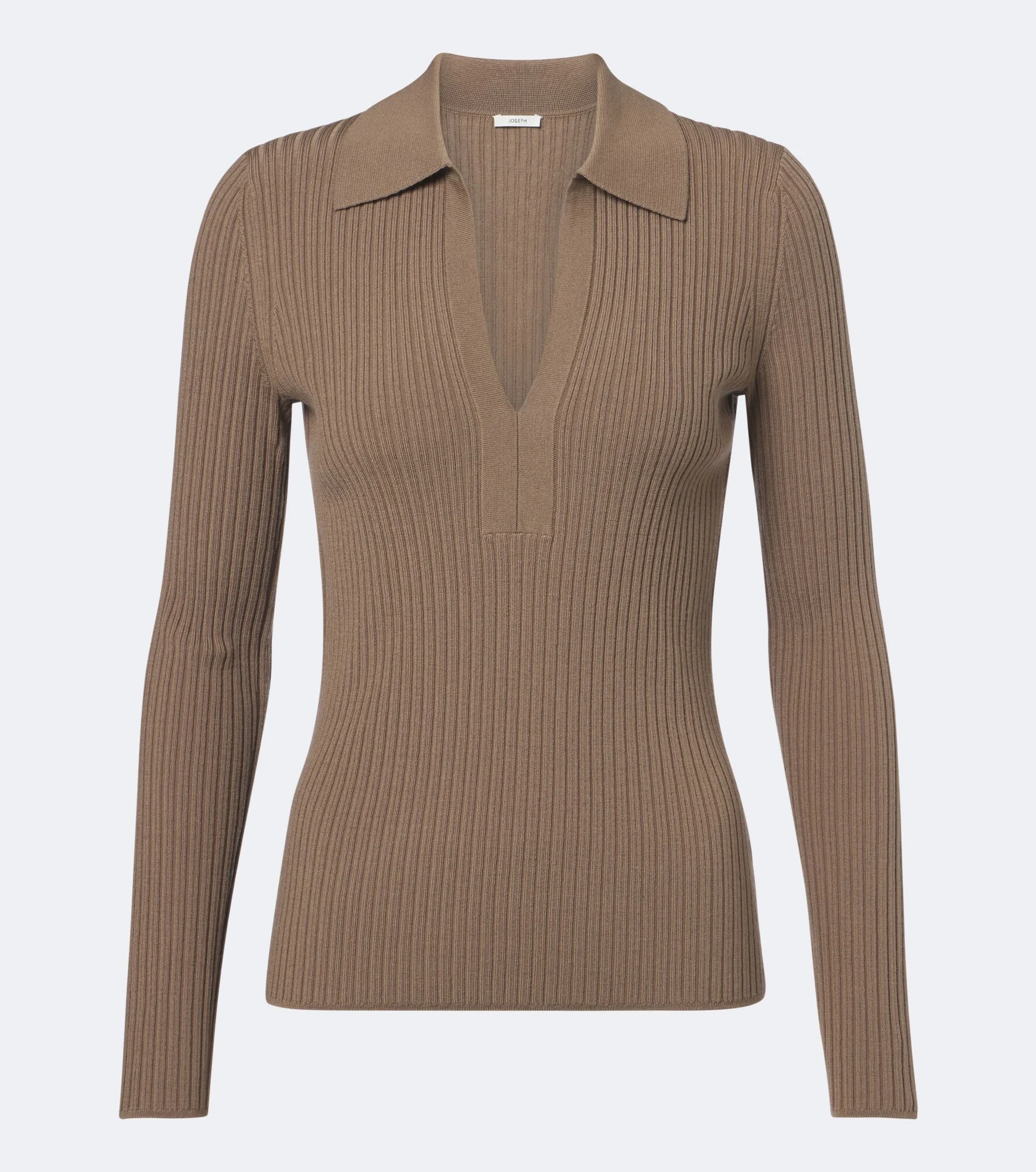 Ribbed-knit wool-blend polo sweater - 1