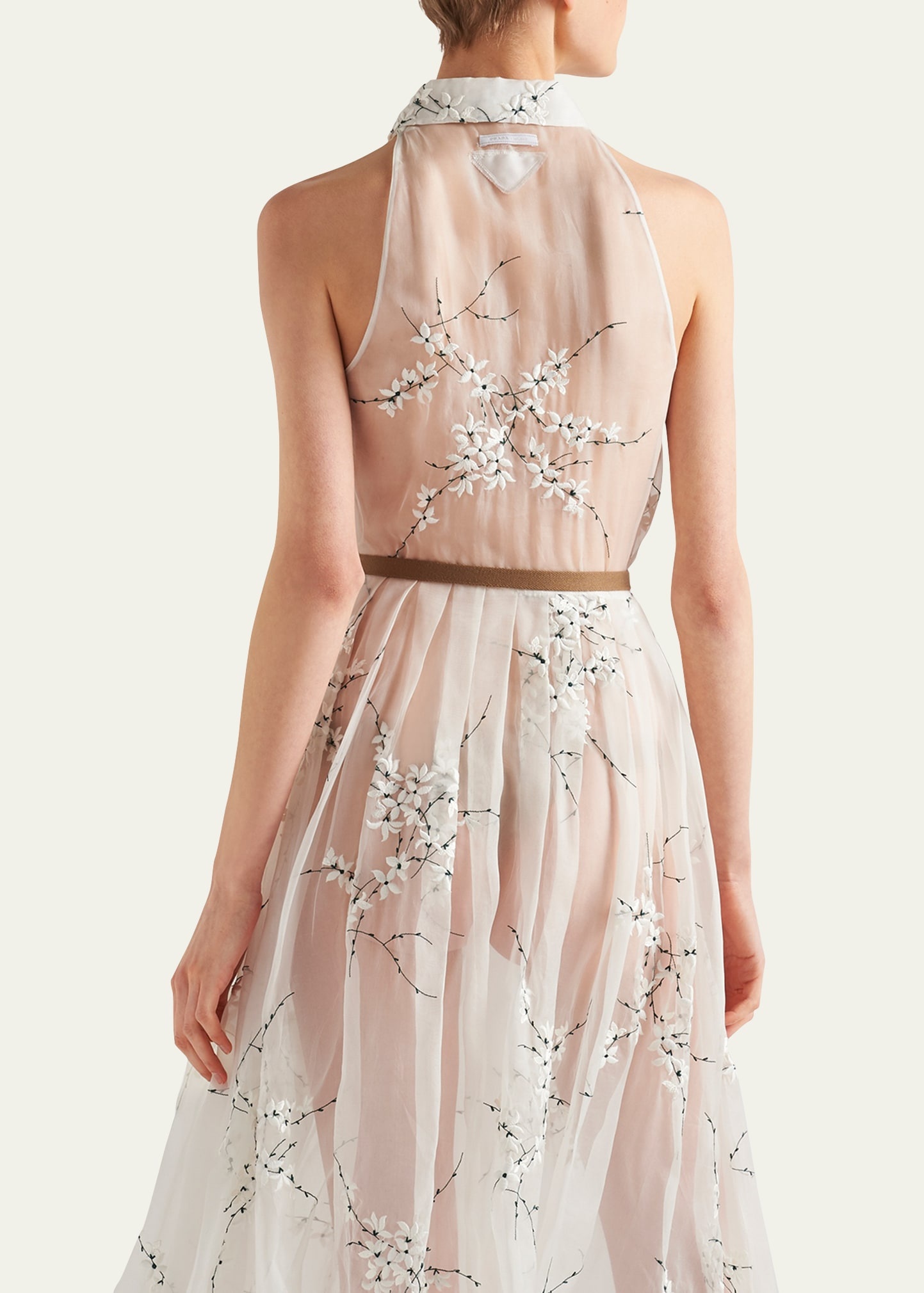 Floral Embroidered Organza Fit-Flare Midi Dress - 3