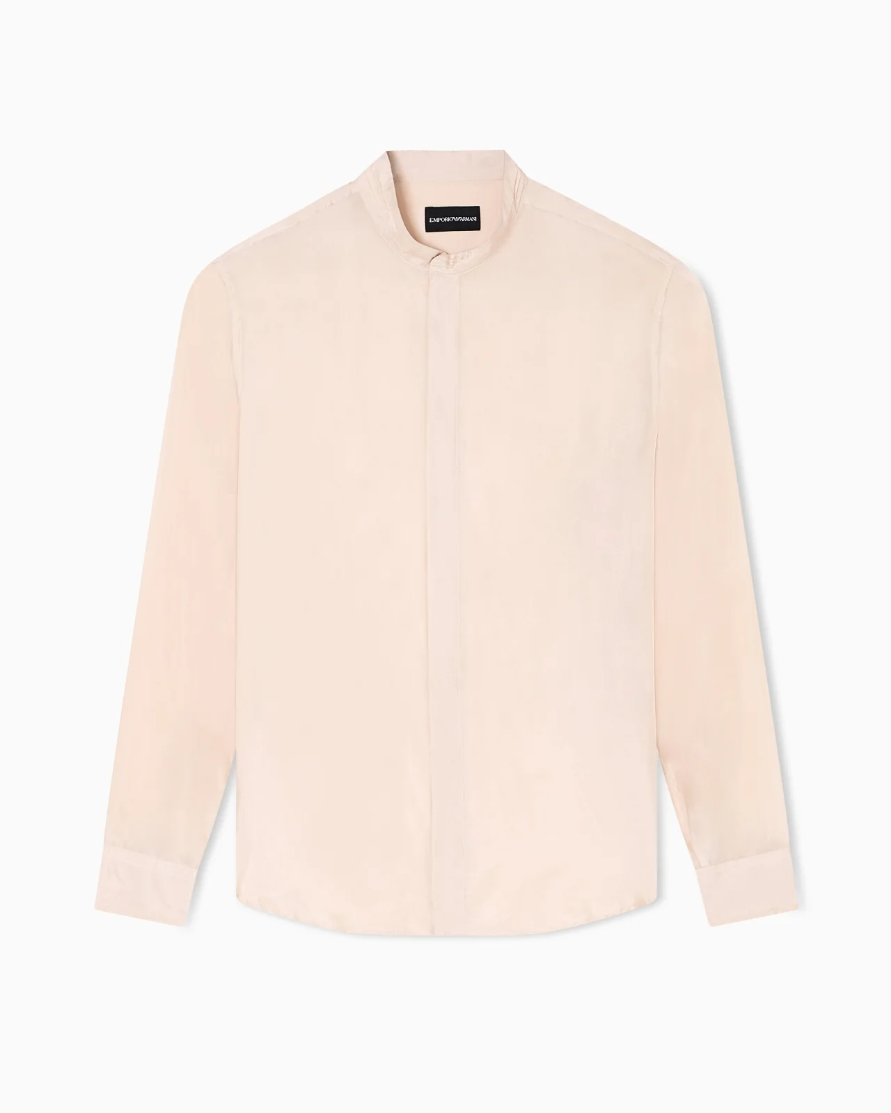 PLEATED GURU COLLAR SHIRT IN PURE SILK - 1