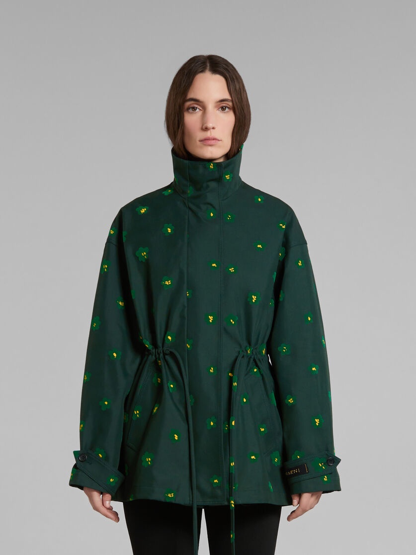GREEN JACKET WITH DRAFT FLOWER PRINT - 2