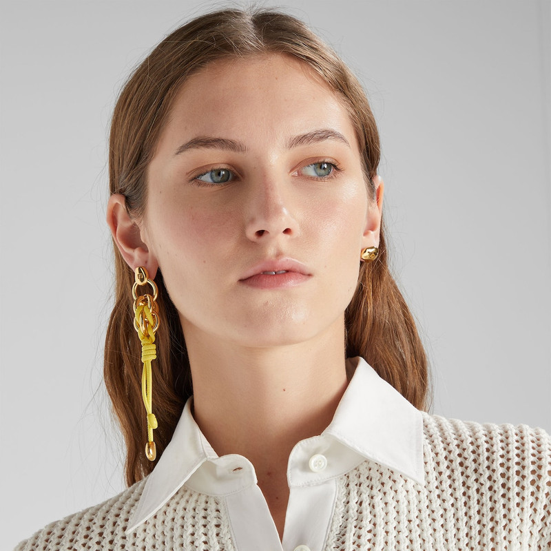 Fendi Candy Earrings Gold-colored metal and yellow leather earrings 3