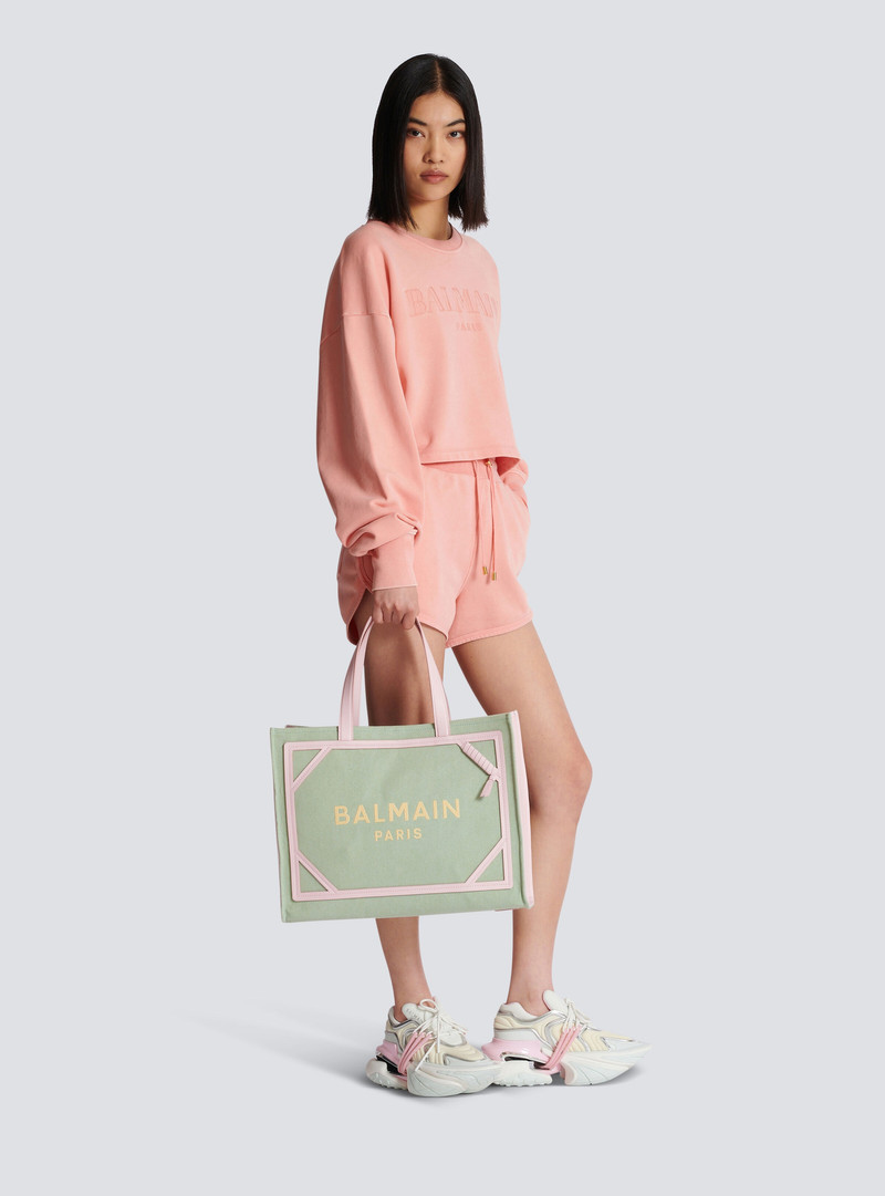 Balmain B-Army Medium canvas and leather tote bag outlook