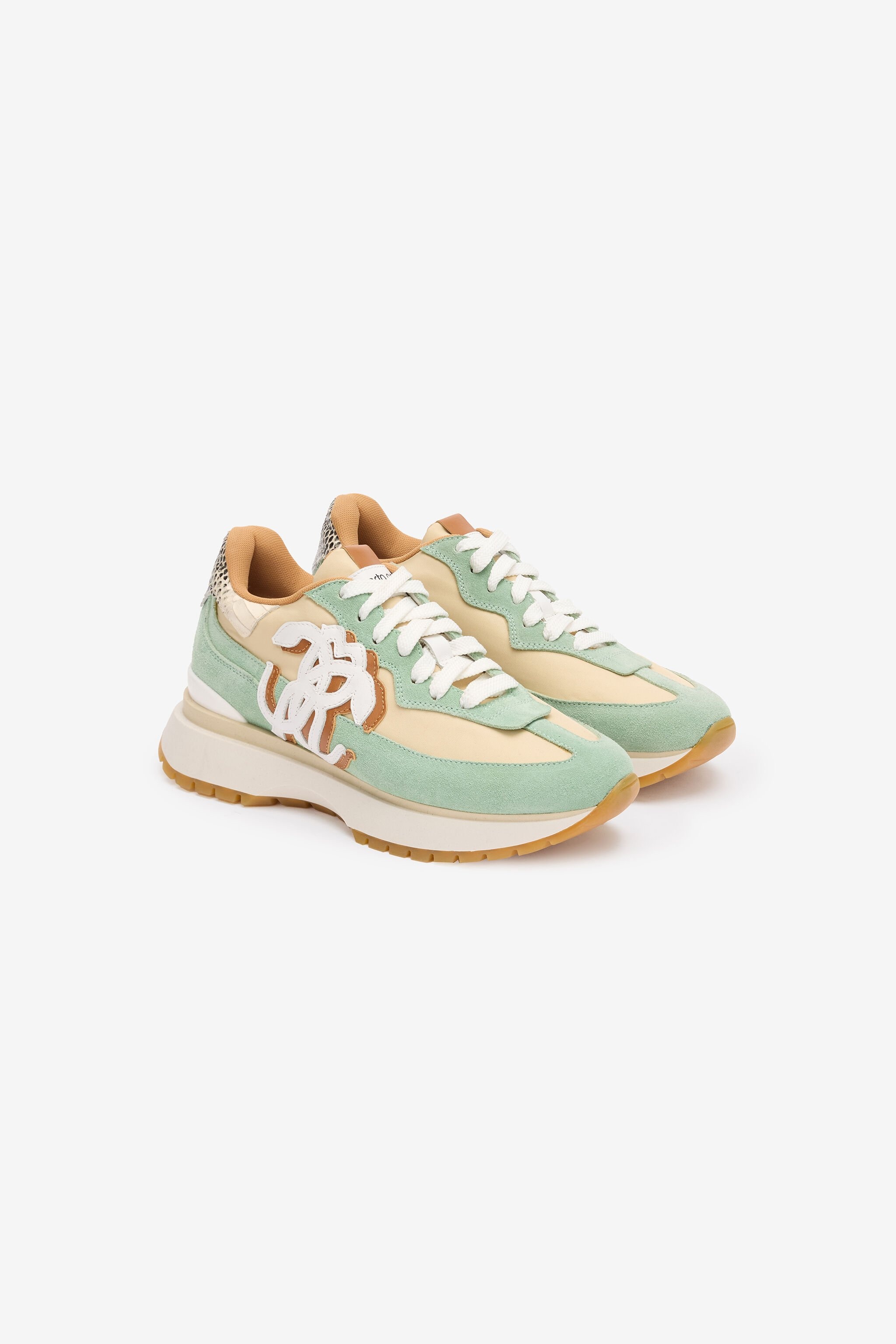 Sneakers with Contrasting Back and Mirror Snake Monogram - 2