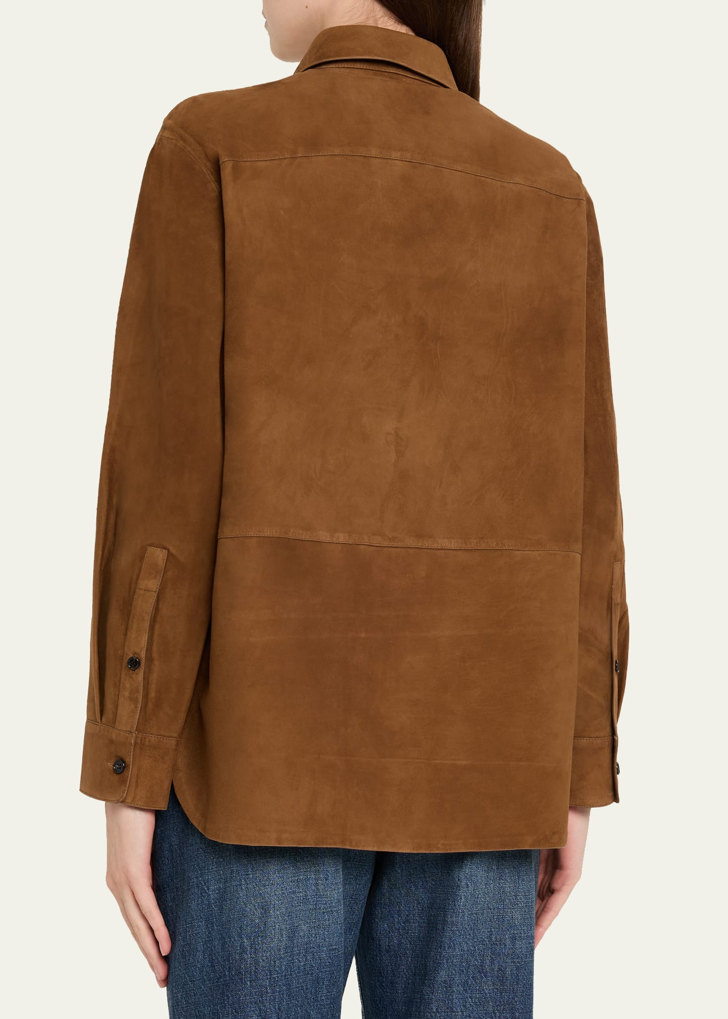 Long-Sleeve Suede Menswear Shirt - 3