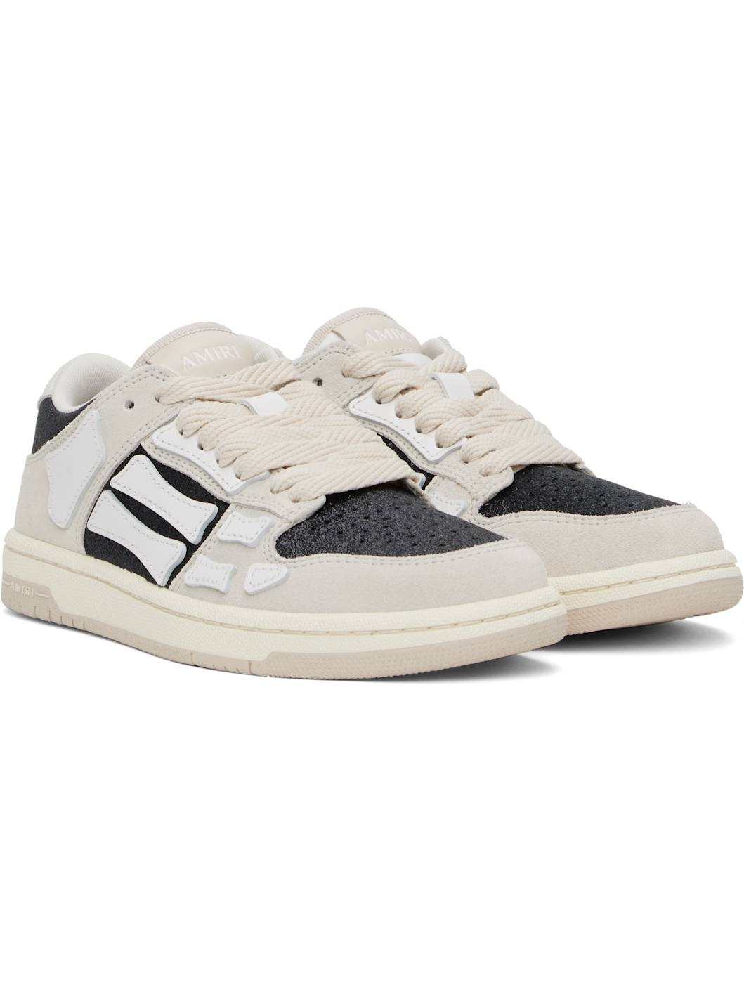 Gray & Black Glitter Suede Skel Top Low Sneakers - 4