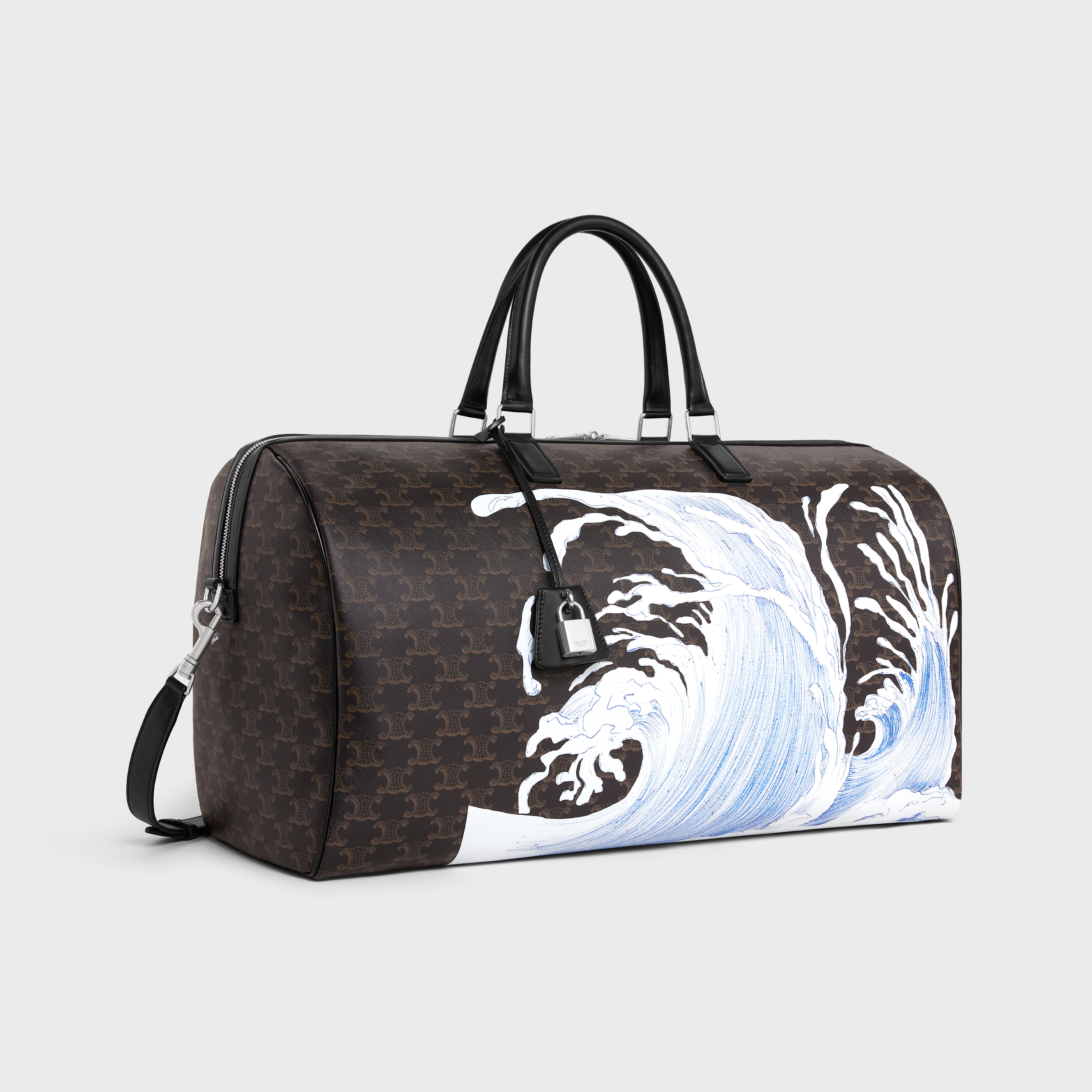 Large Voyage bag in Triomphe Canvas with David Weiss Wave Print - 2