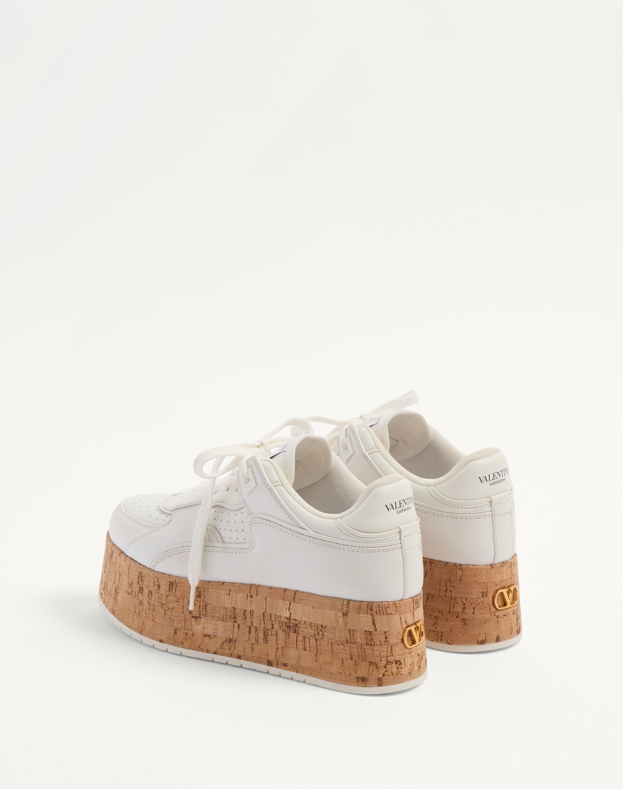 Valentino FREEDOTS XL CALFSKIN AND CORK SNEAKER | REVERSIBLE