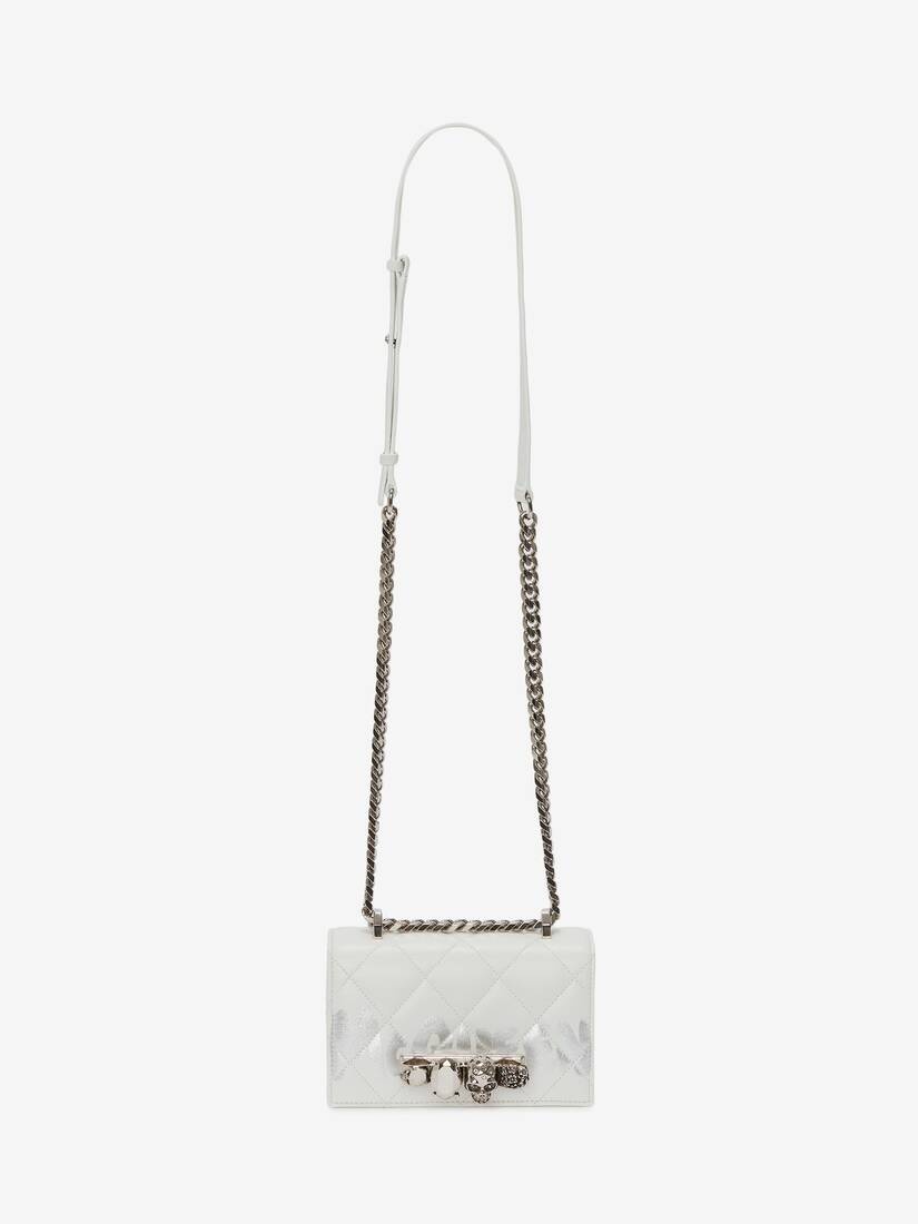 Mini Jewelled Satchel in White/silver - 5