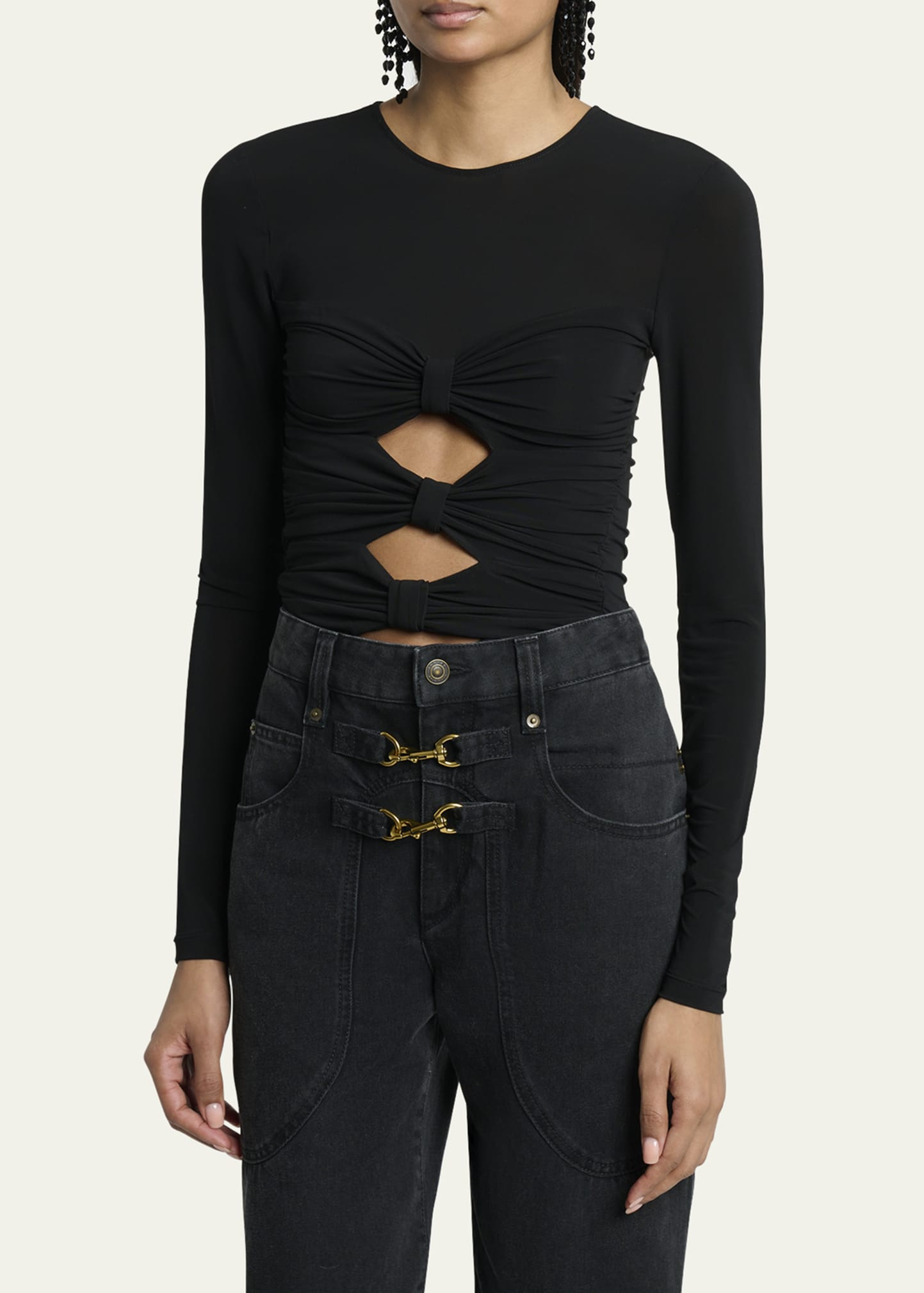 Gladice Bow Cutout Jersey Top - 4