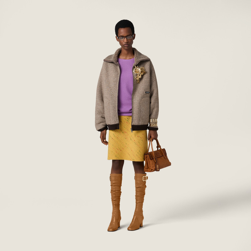 Miu Miu Cotton fleece zipper blouson jacket outlook