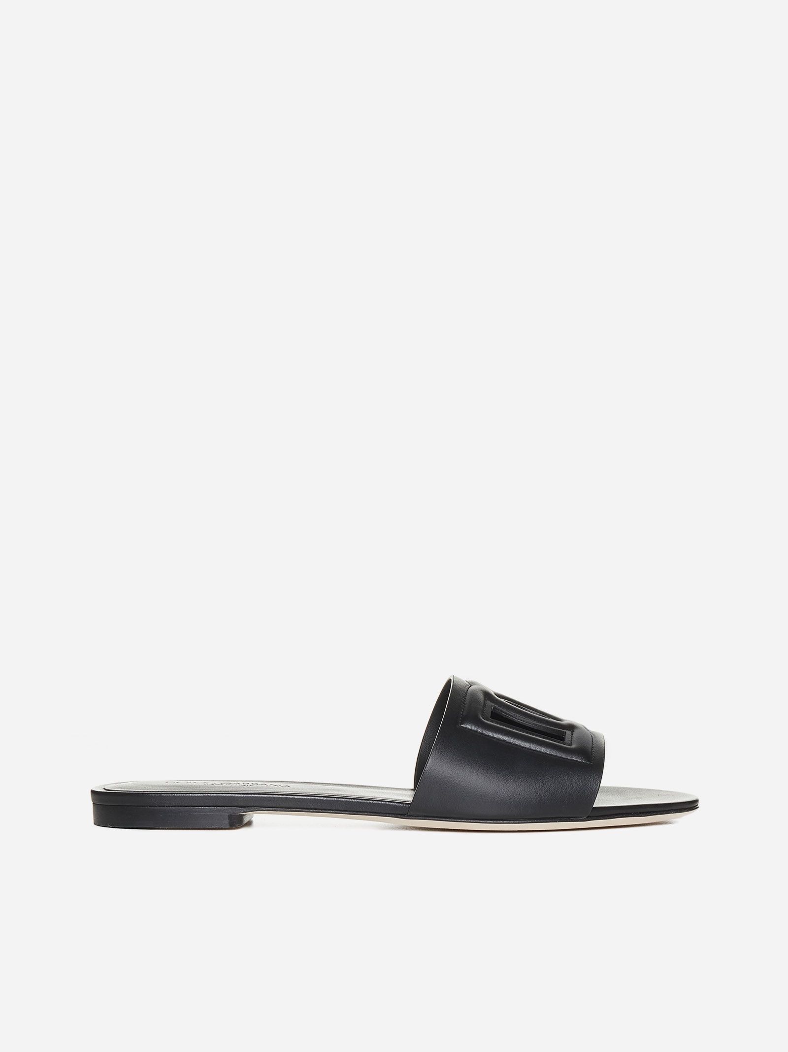 DG logo leather flat sandals - 1