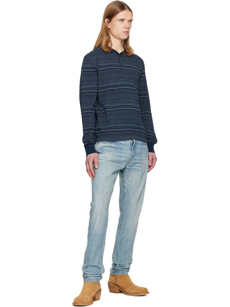 RRL by Ralph Lauren Navy Indigo Jacquard Henley outlook