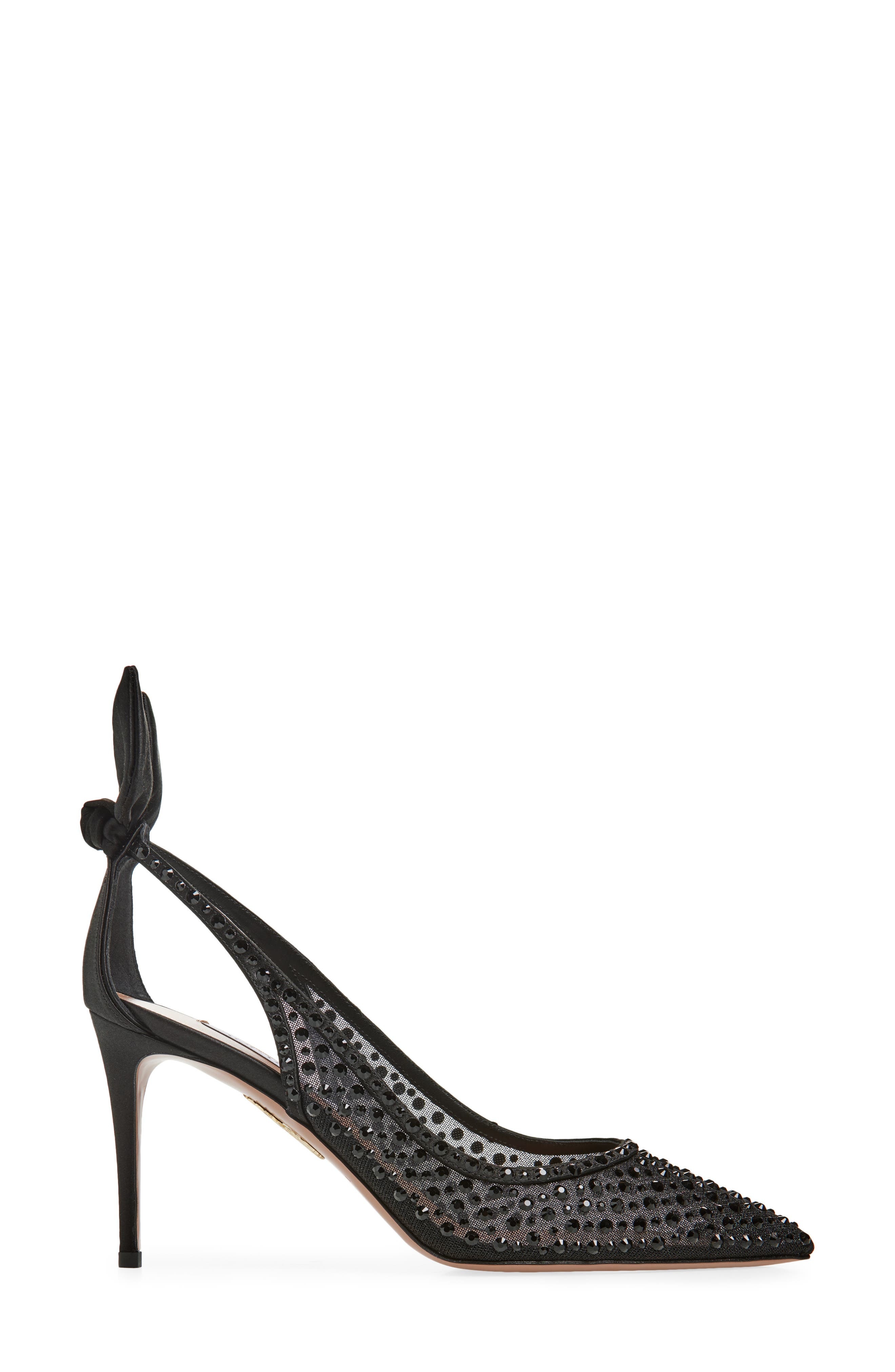 Aquazzura Bow Tie Crystal Embellished Pointed Toe Pump in Black at Nordstrom - 3