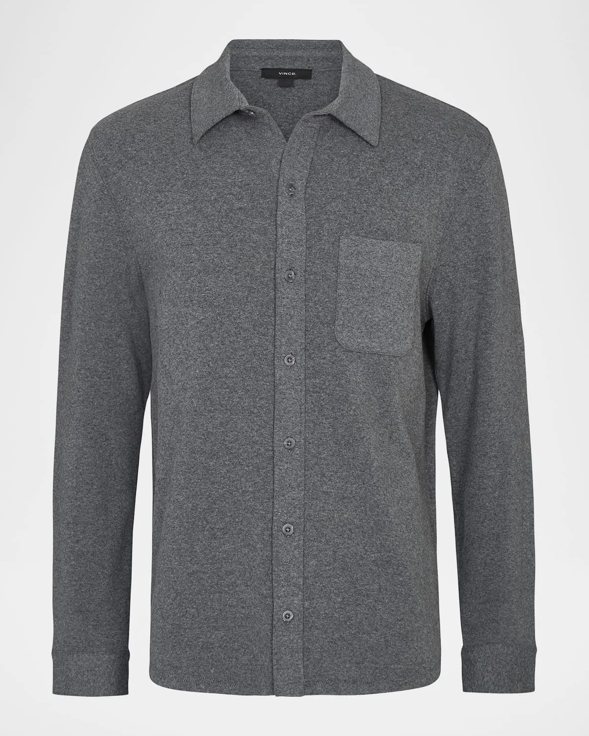 Men's Knit Cotton-Blend Button-Down Shirt - 1