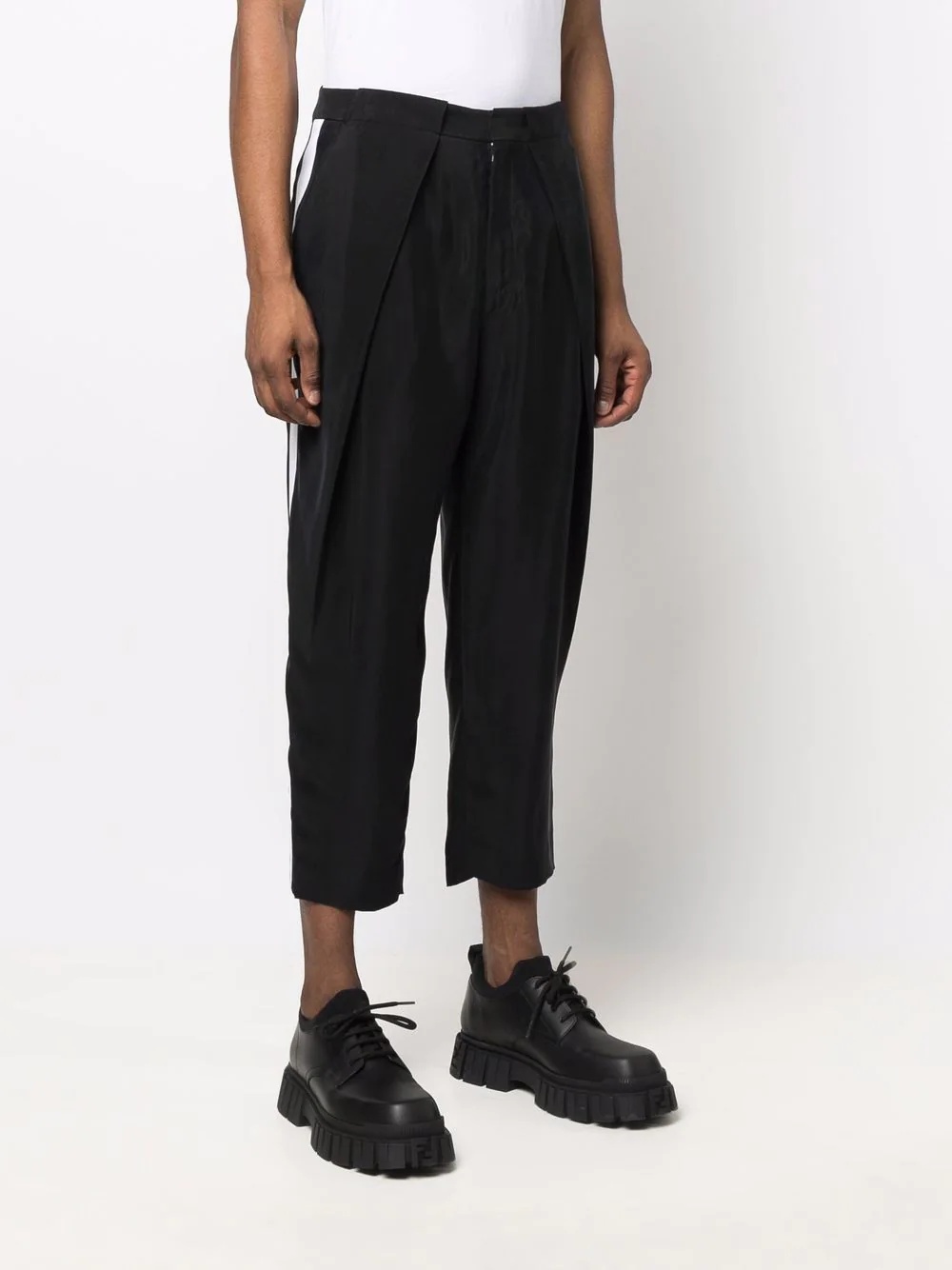 cropped side-stripe trousers - 3