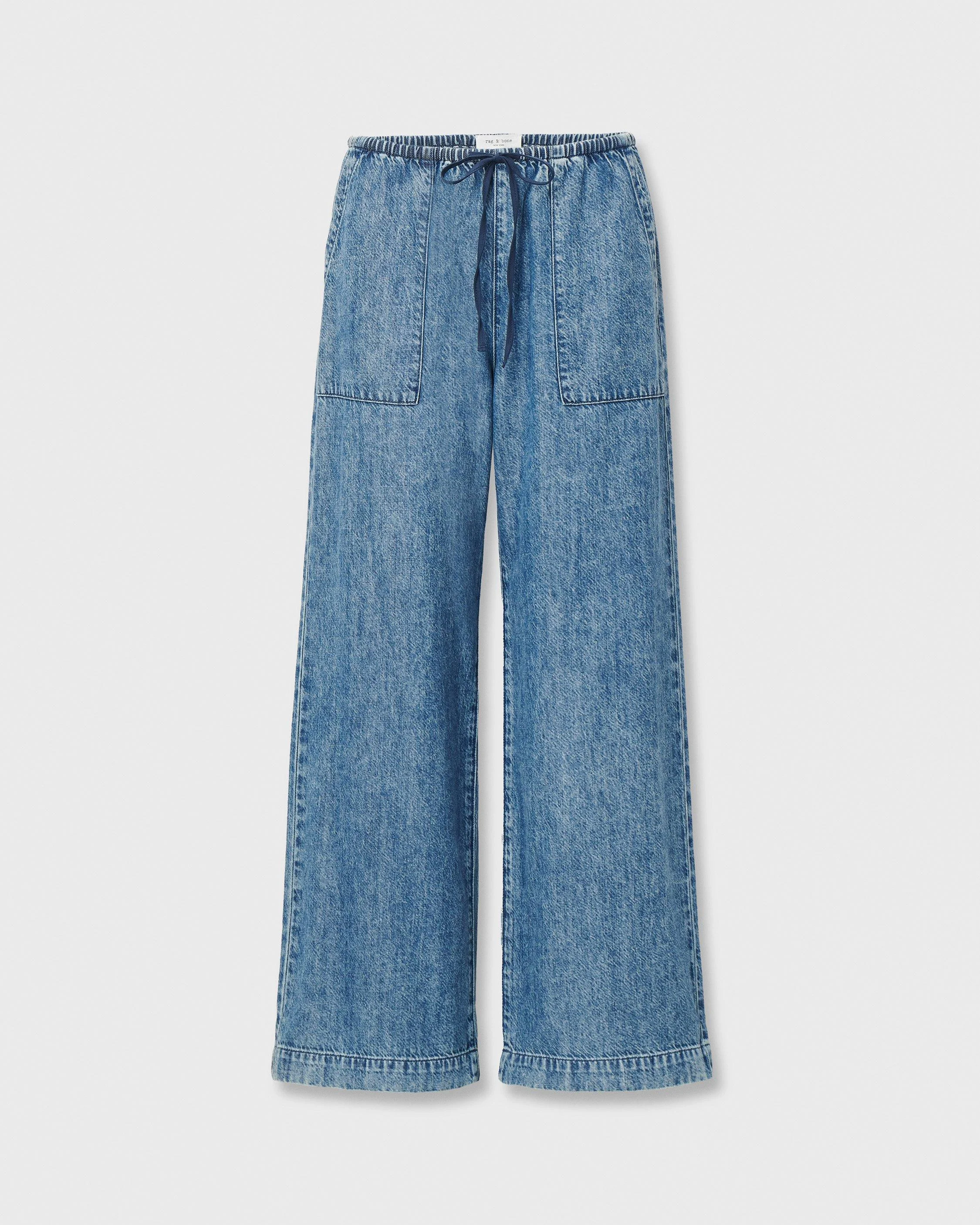Claire Denim Utility Pant Mid-Rise in Ultra Featherweight Denim - 1