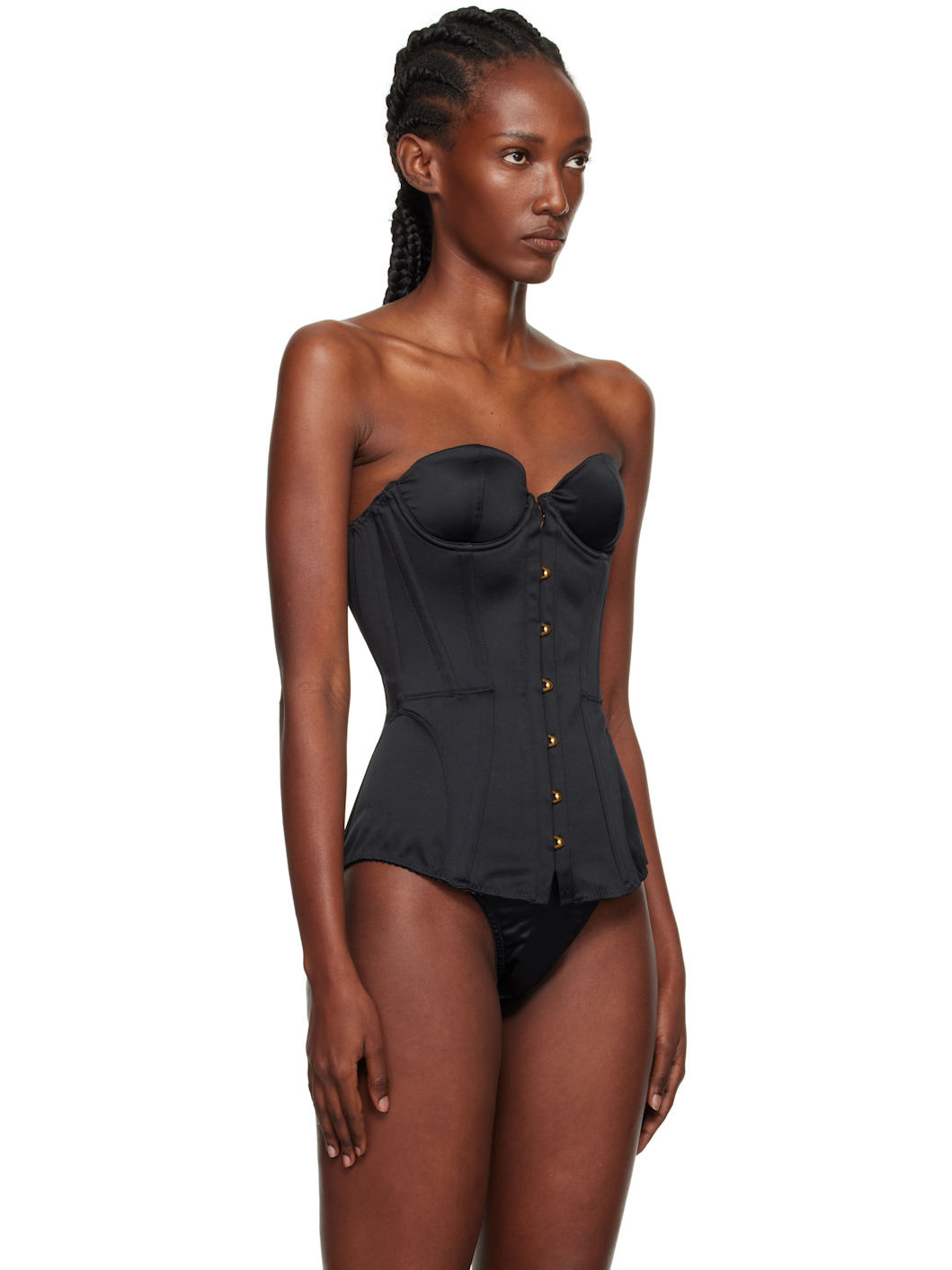 Black Mercy Satin Corset - 2