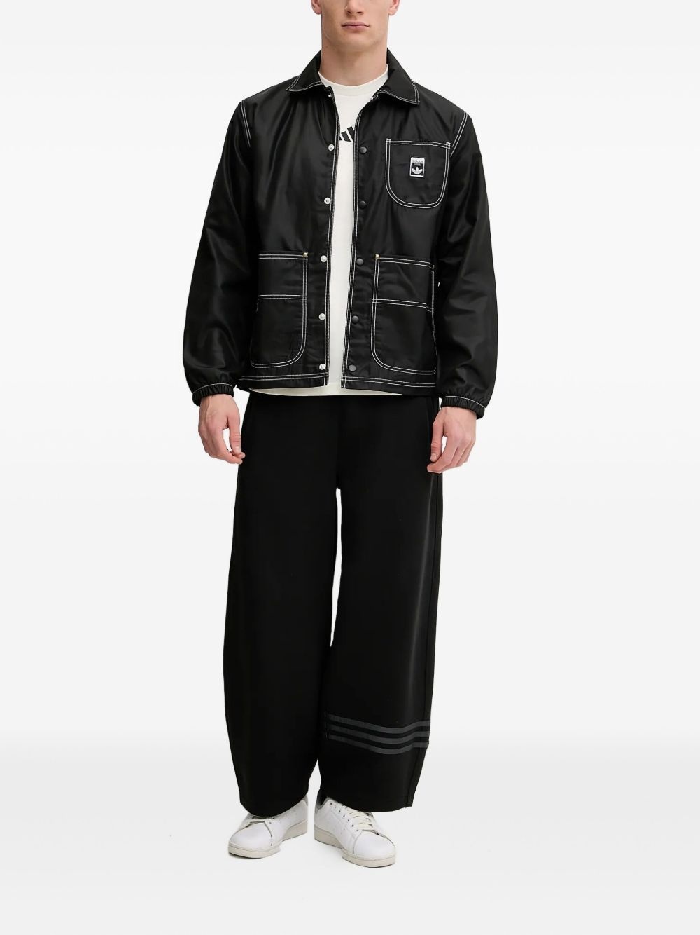 contrast-stitch coach shirt jacket - 2