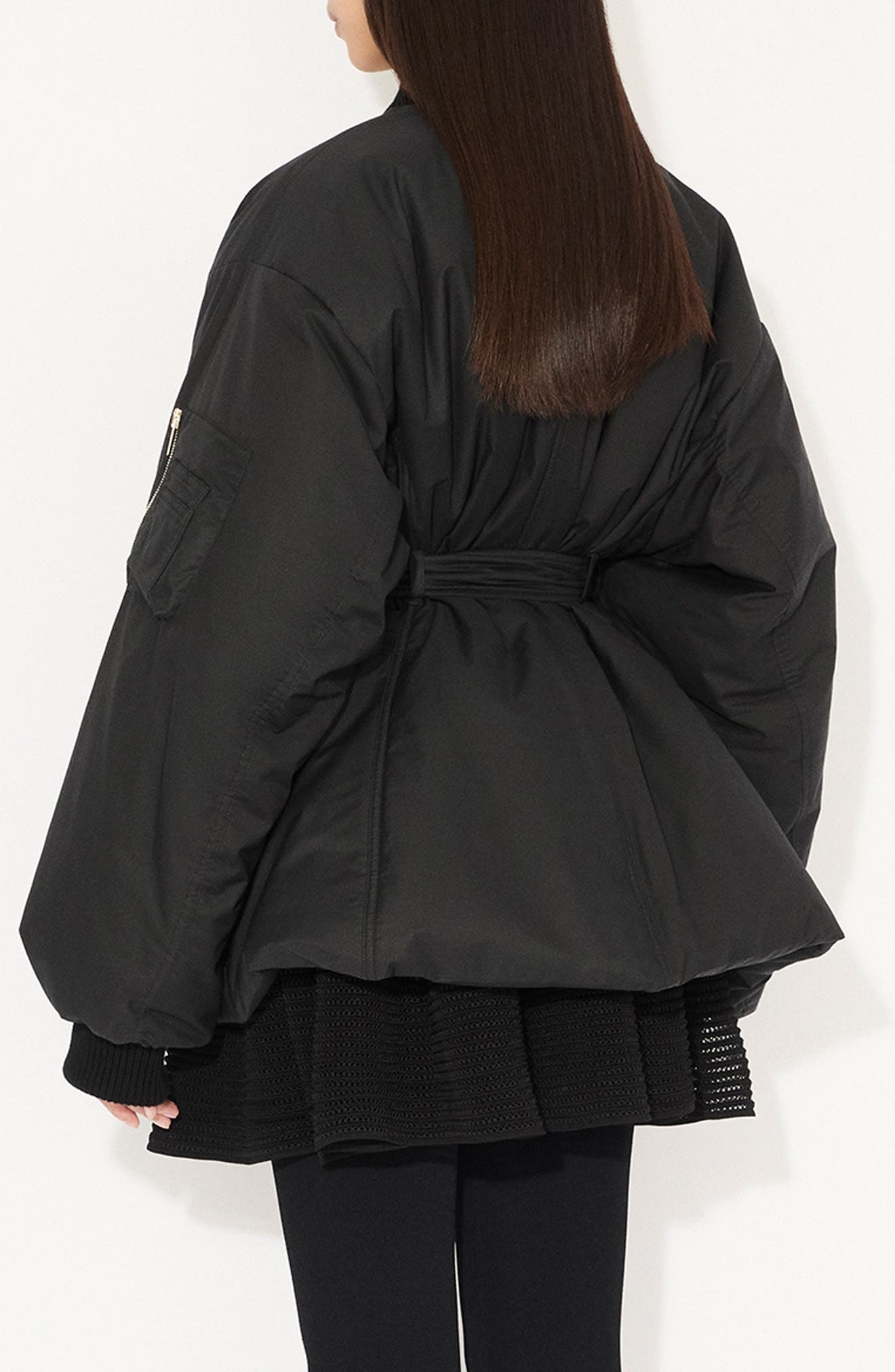 Alaïa Belted Bomber Puffer Jacket in Noir Alaia at Nordstrom - 2