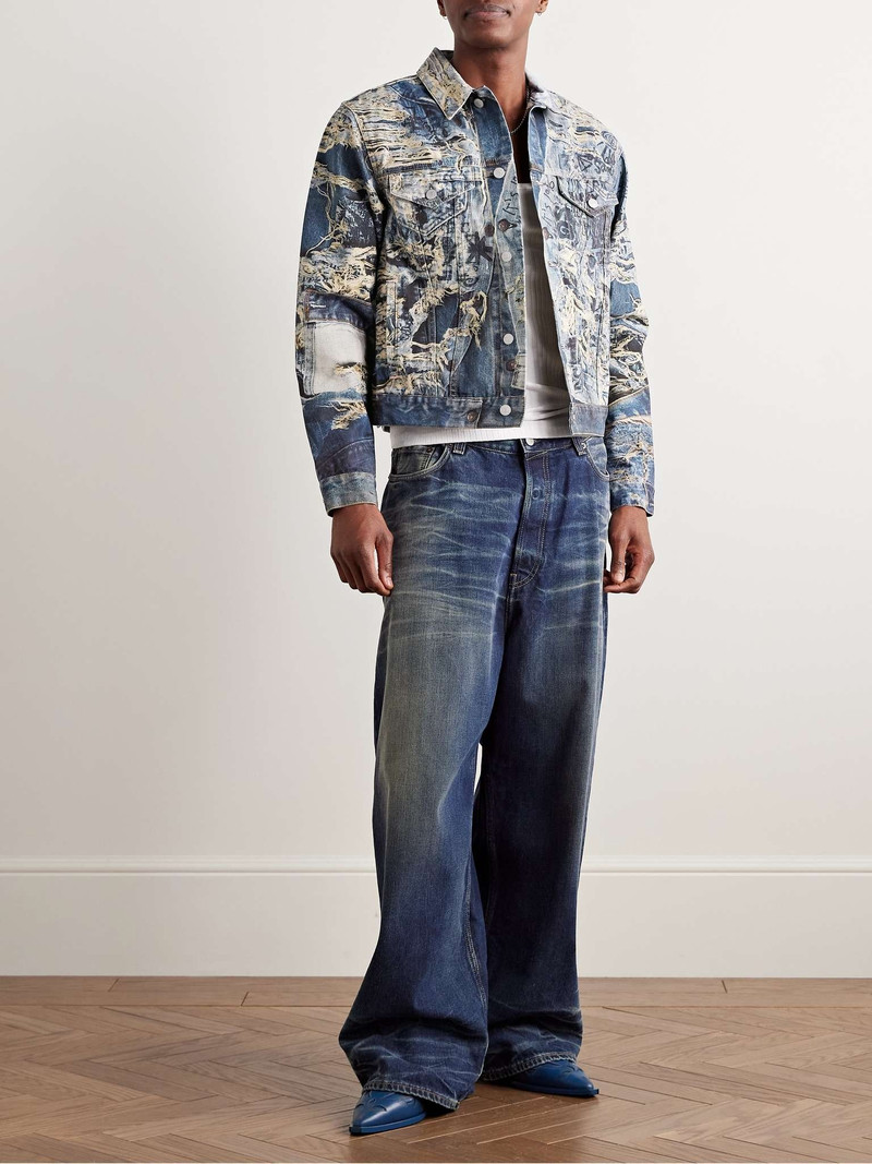 Acne Studios Rye Cropped Printed Denim Jacket outlook