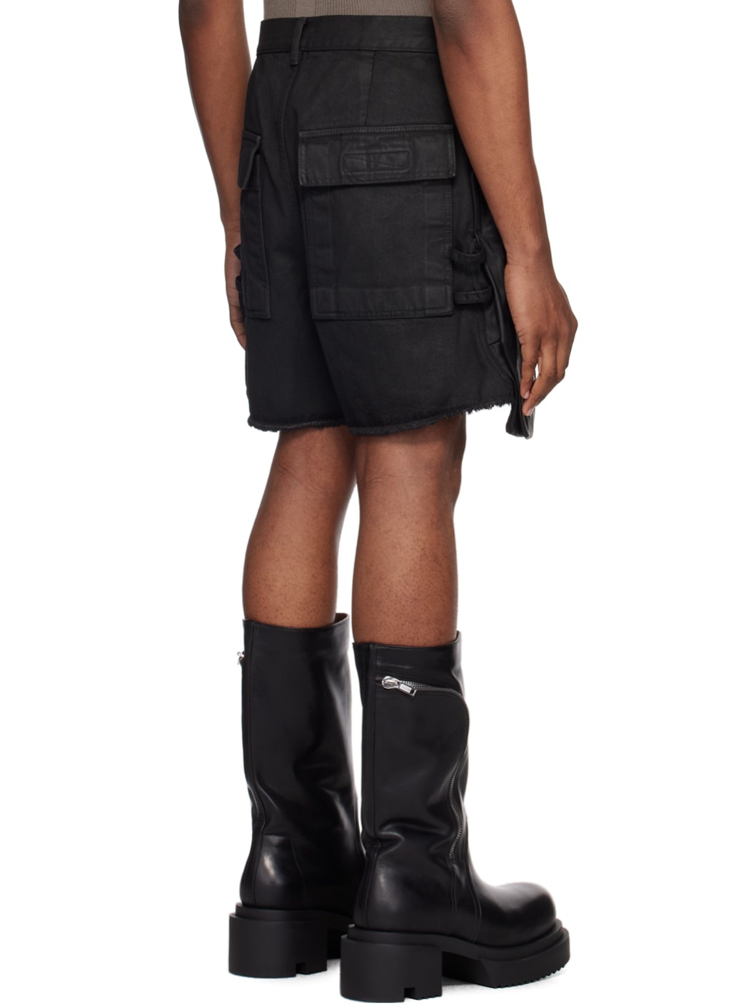Gray & Black Stefan Denim Shorts - 3