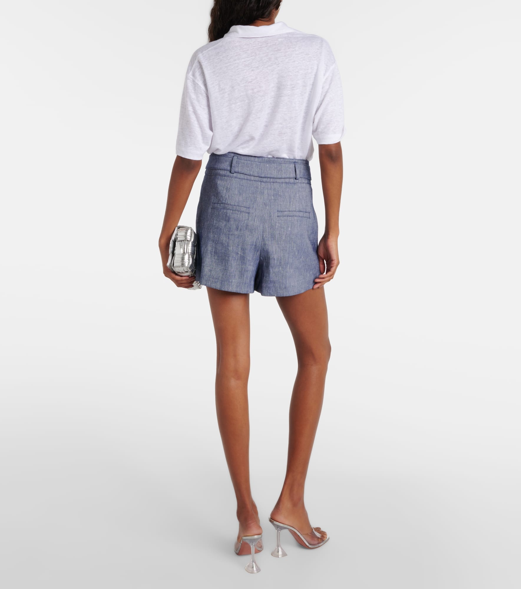 Runo high-rise linen-blend shorts - 3