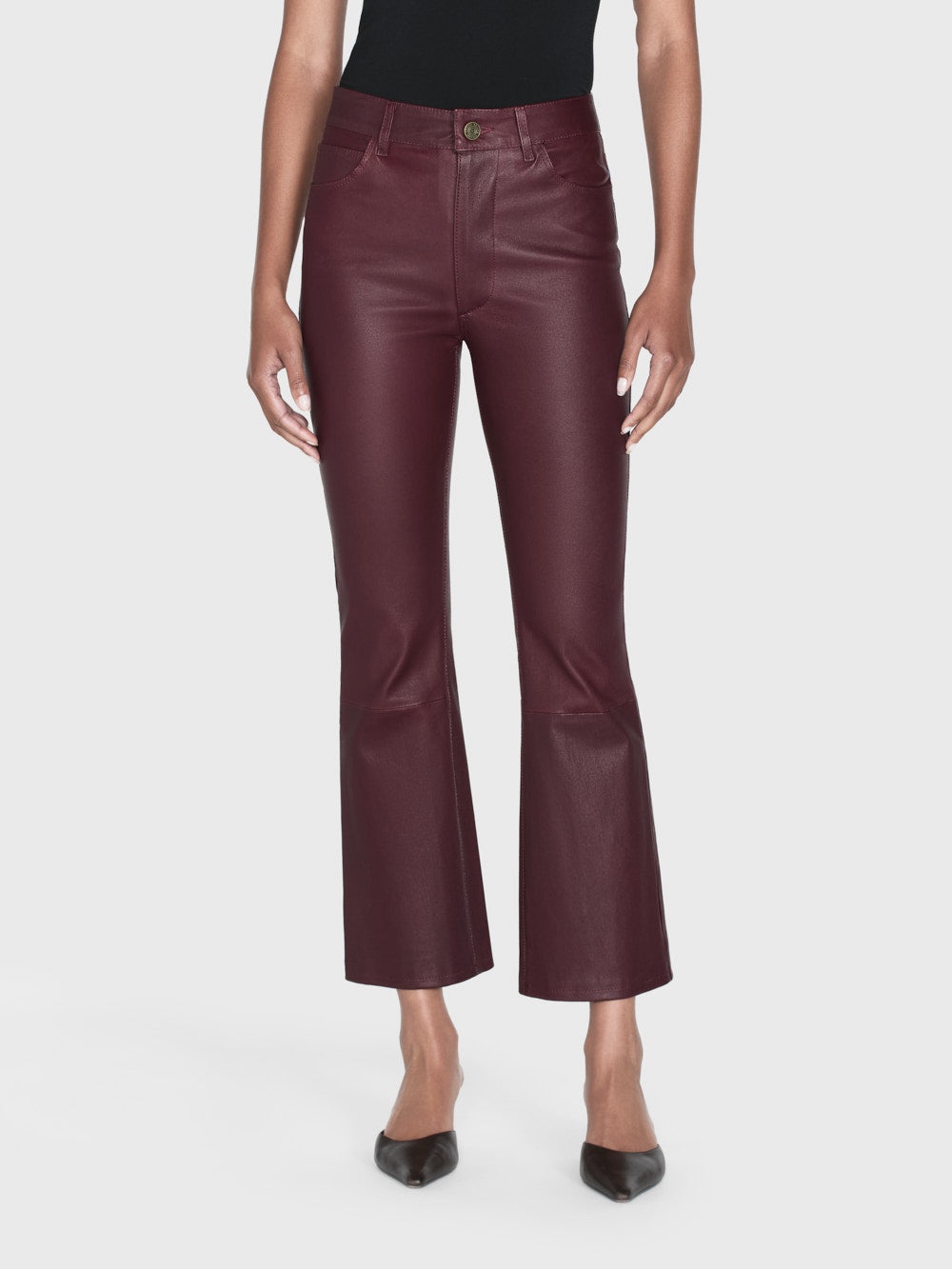 Leather Le Crop Mini Boot in Wine - 3