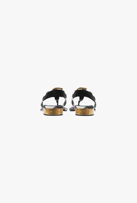 Leather and canvas Sofia sandals with a black and white gingham print - 3