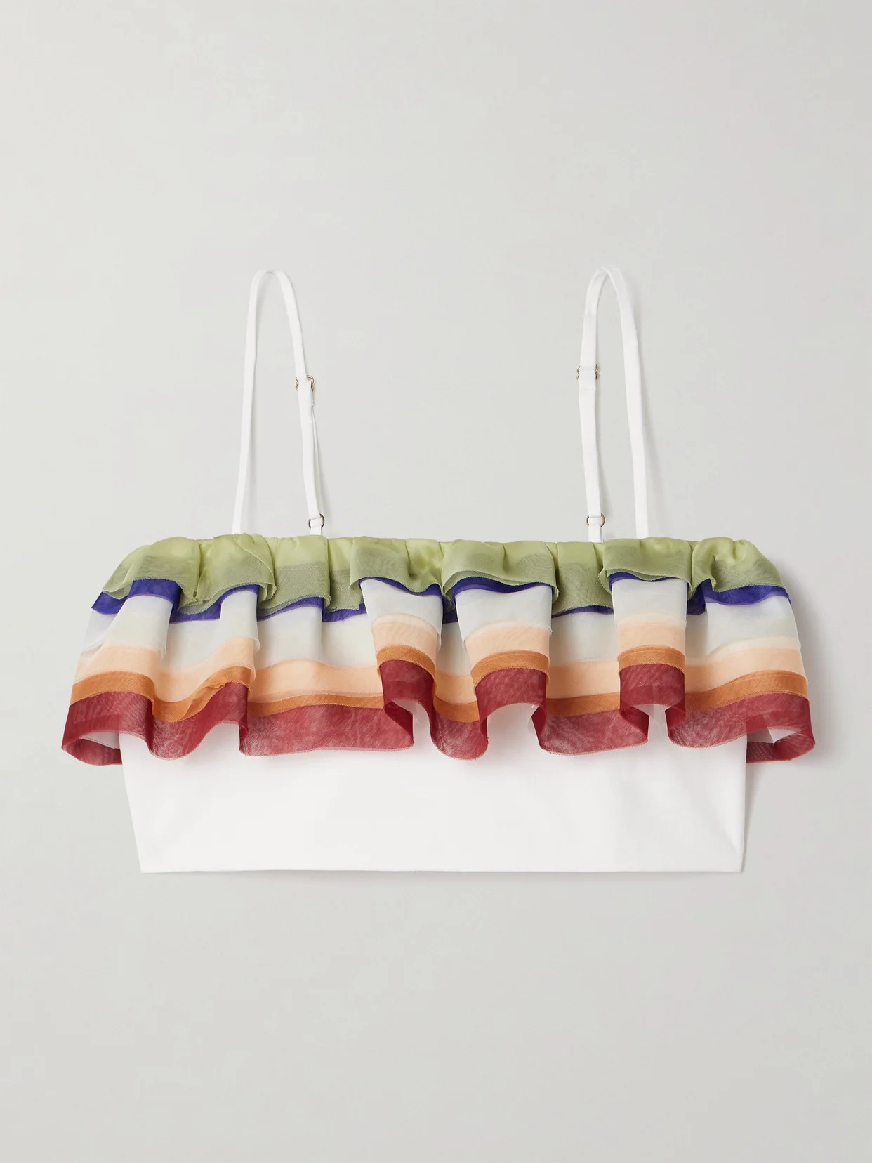 Cropped Ruffled Silk-organza And Cotton-poplin Tank - 1
