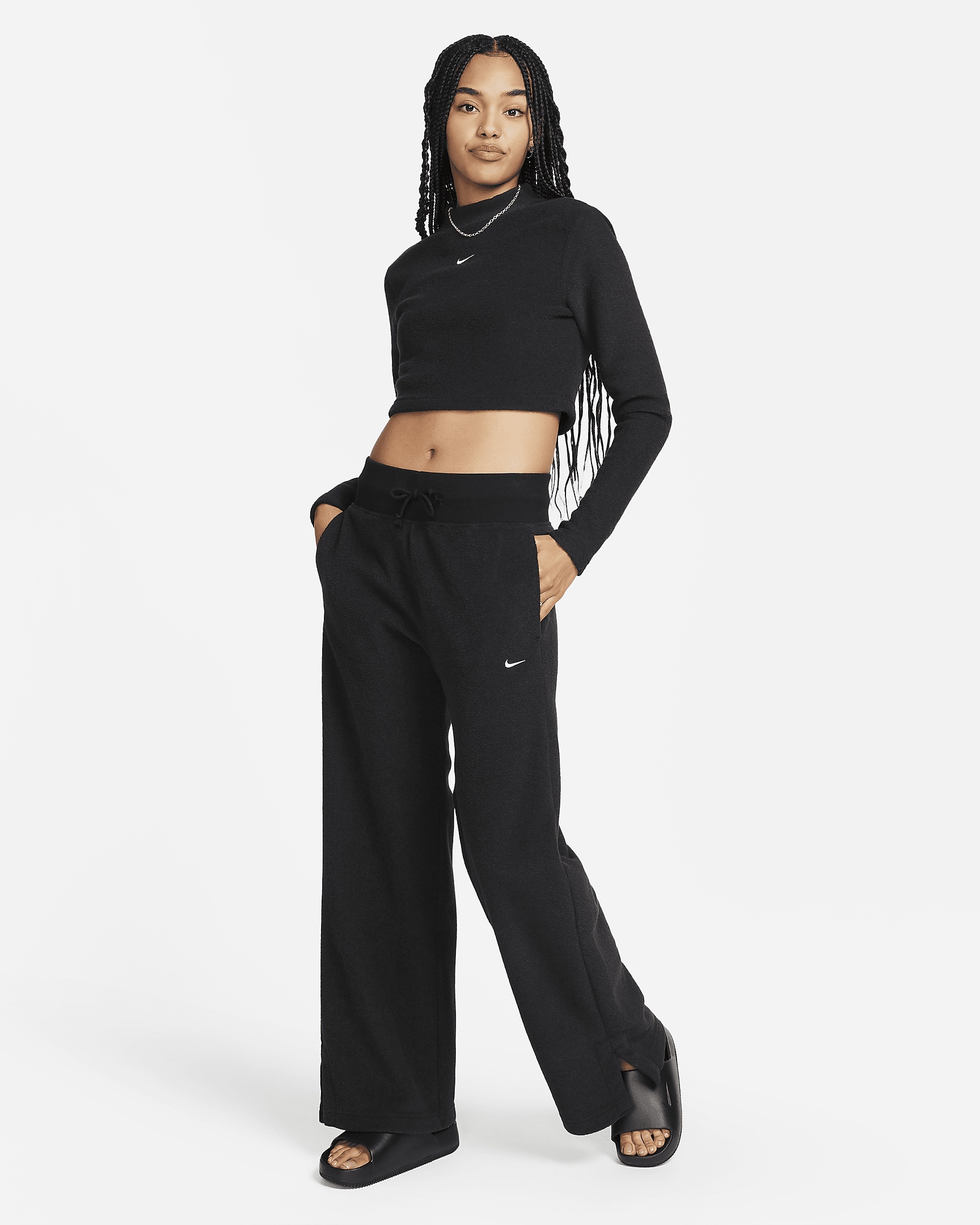 Nike Sportswear Phoenix Plush Women's Slim Mock-Neck Long-Sleeve Cropped Cozy Fleece Top - 5