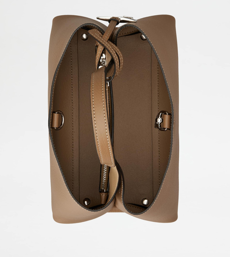 BAG IN LEATHER MICRO - BROWN, NATURAL 4