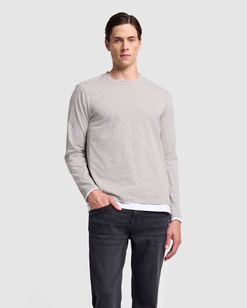 7 For All Mankind Luxe Performance Long Sleeve Tee in Grey Melange outlook