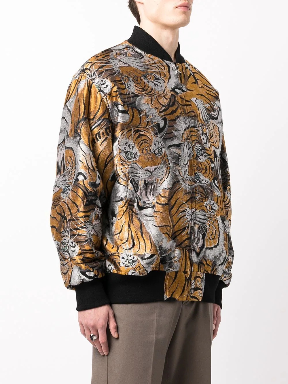 tiger-jacquard bomber jacket - 3