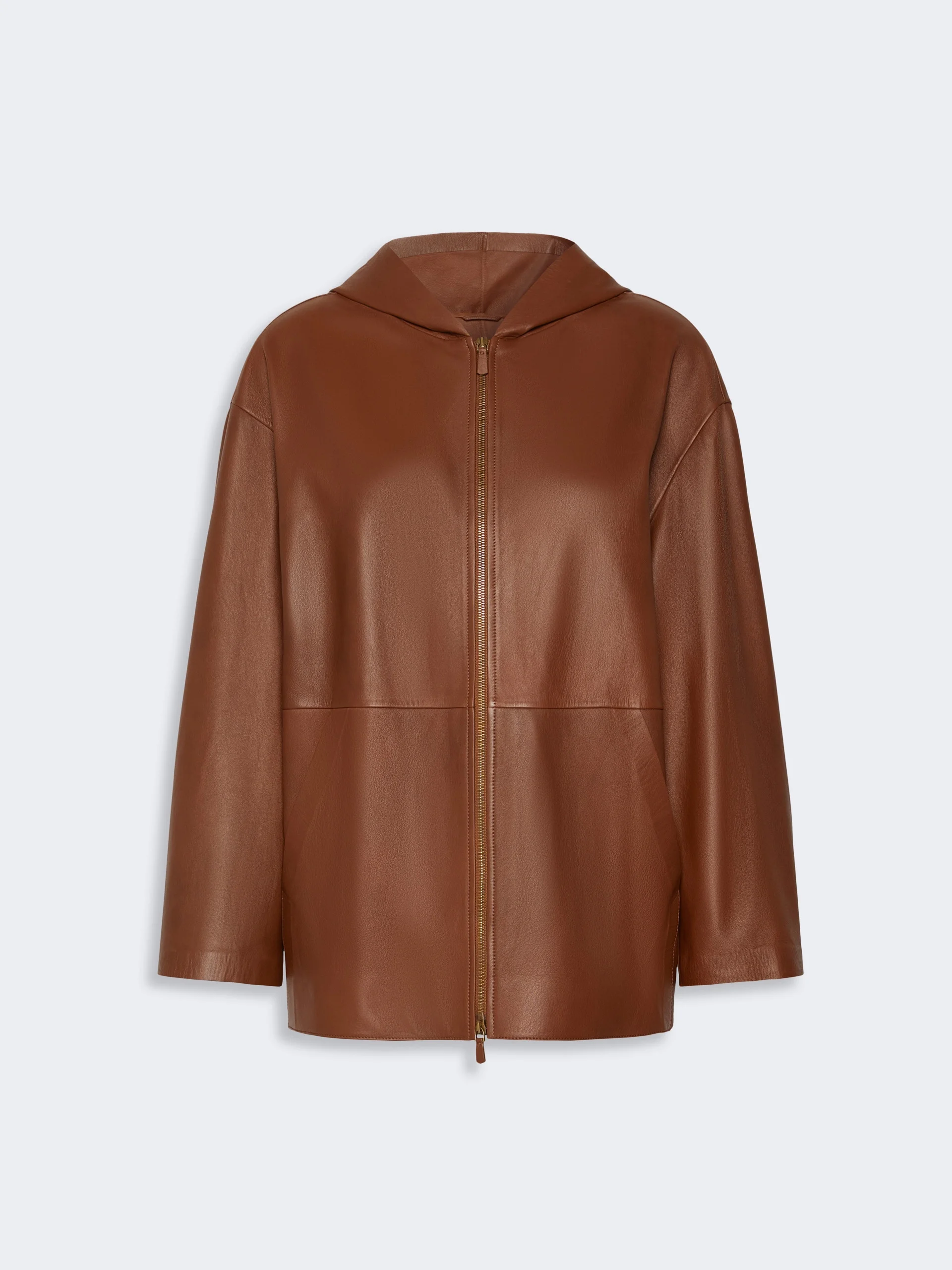 ACINOSO Nappa leather jacket with hood - TOBACCO - 1
